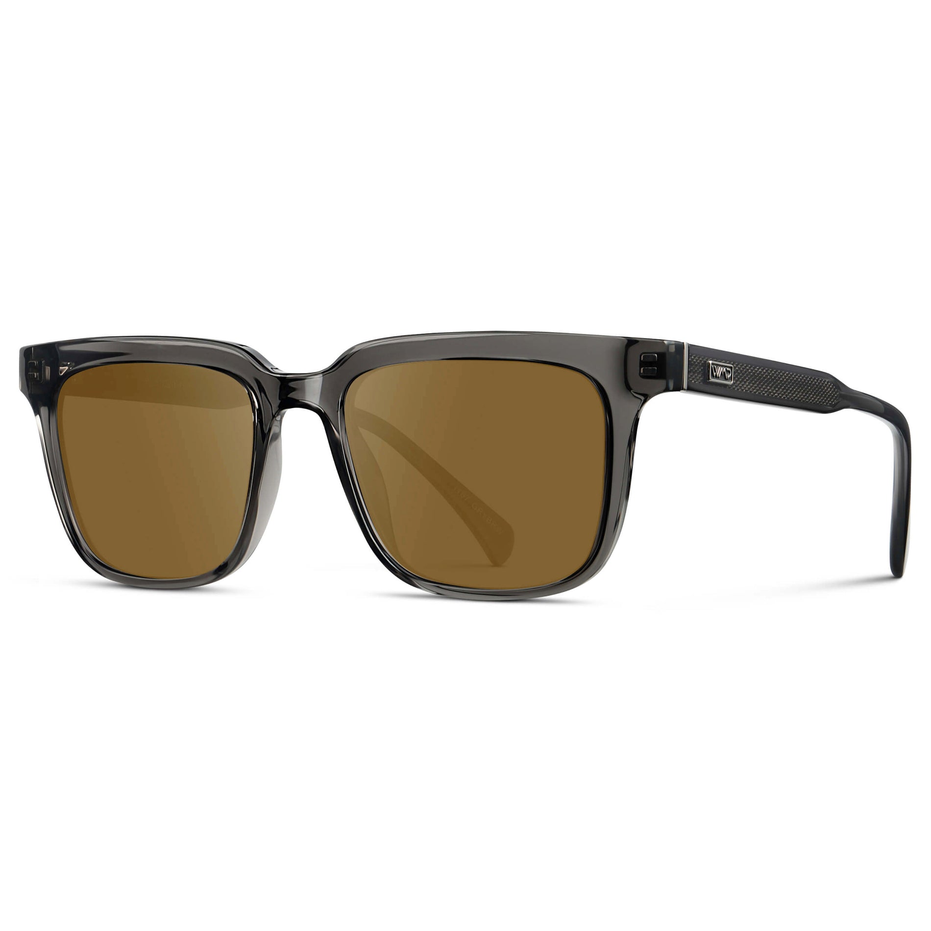 Smoke Grey / Amber || Men's Thick Square Prescription Sunglasses with Smoke Grey Acetate Frame and Amber Lens