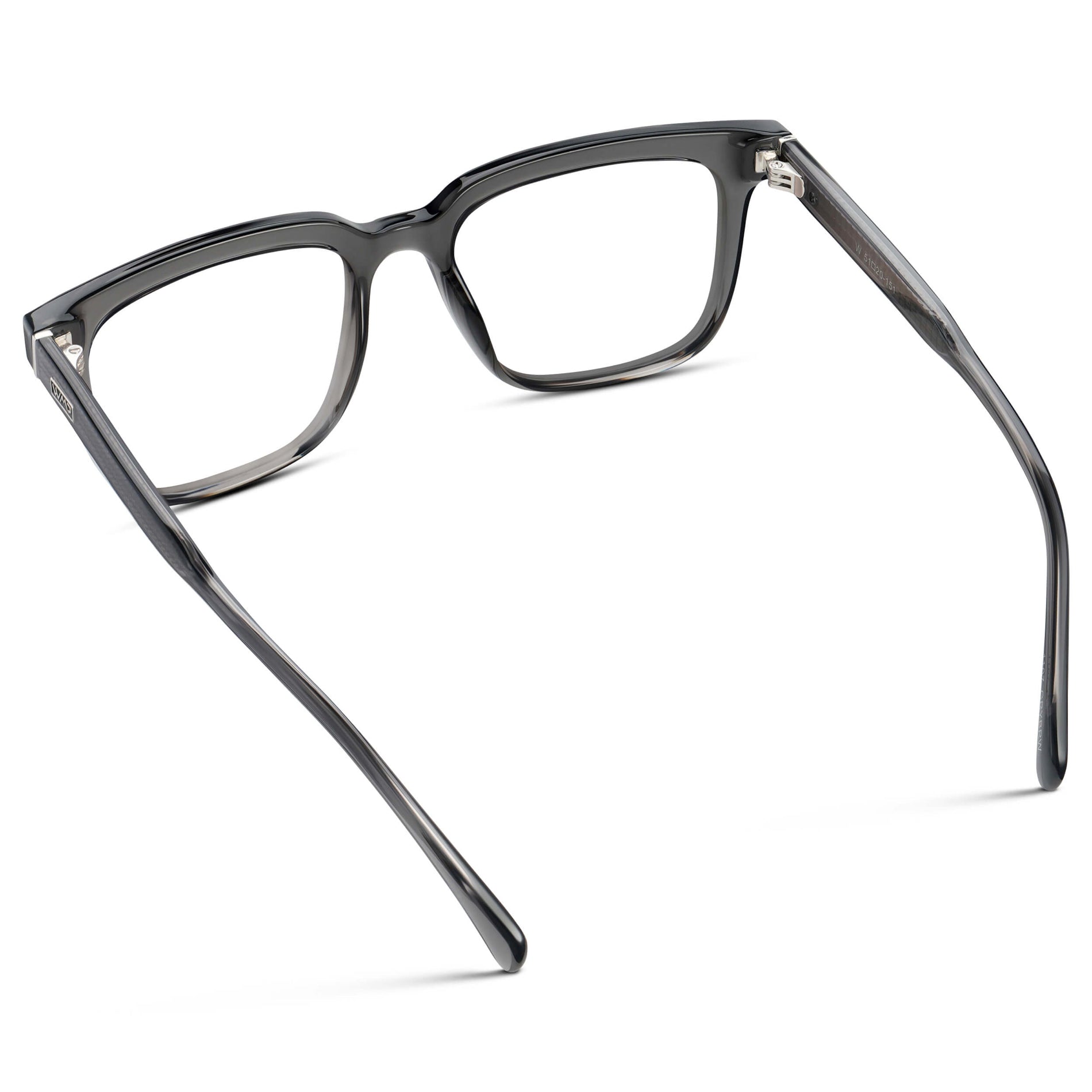 Smoke Grey || Men's Thick Square Eyeglasses with Smoke Grey Acetate Frame and Clear Prescription Lens