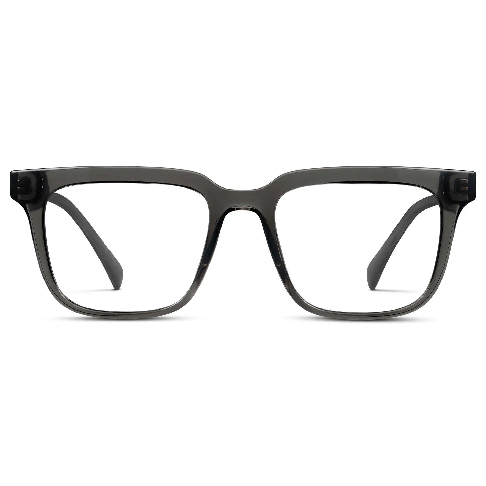 Smoke Grey || Men's Thick Square Eyeglasses with Smoke Grey Acetate Frame and Clear Prescription Lens on a white background