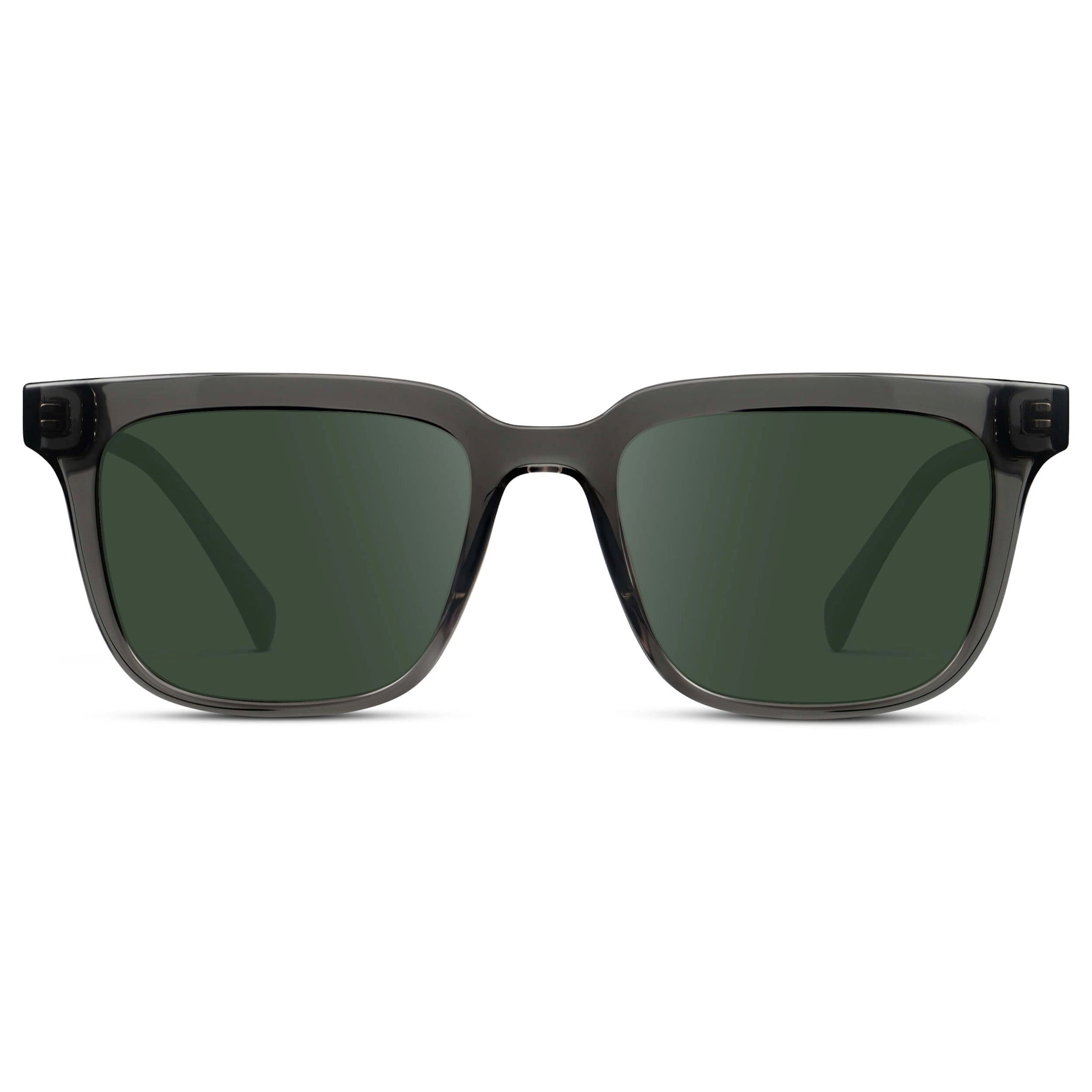 Smoke Grey / G15 || Men's Thick Square Prescription Sunglasses with Smoke Grey Acetate Frame and Green Lens