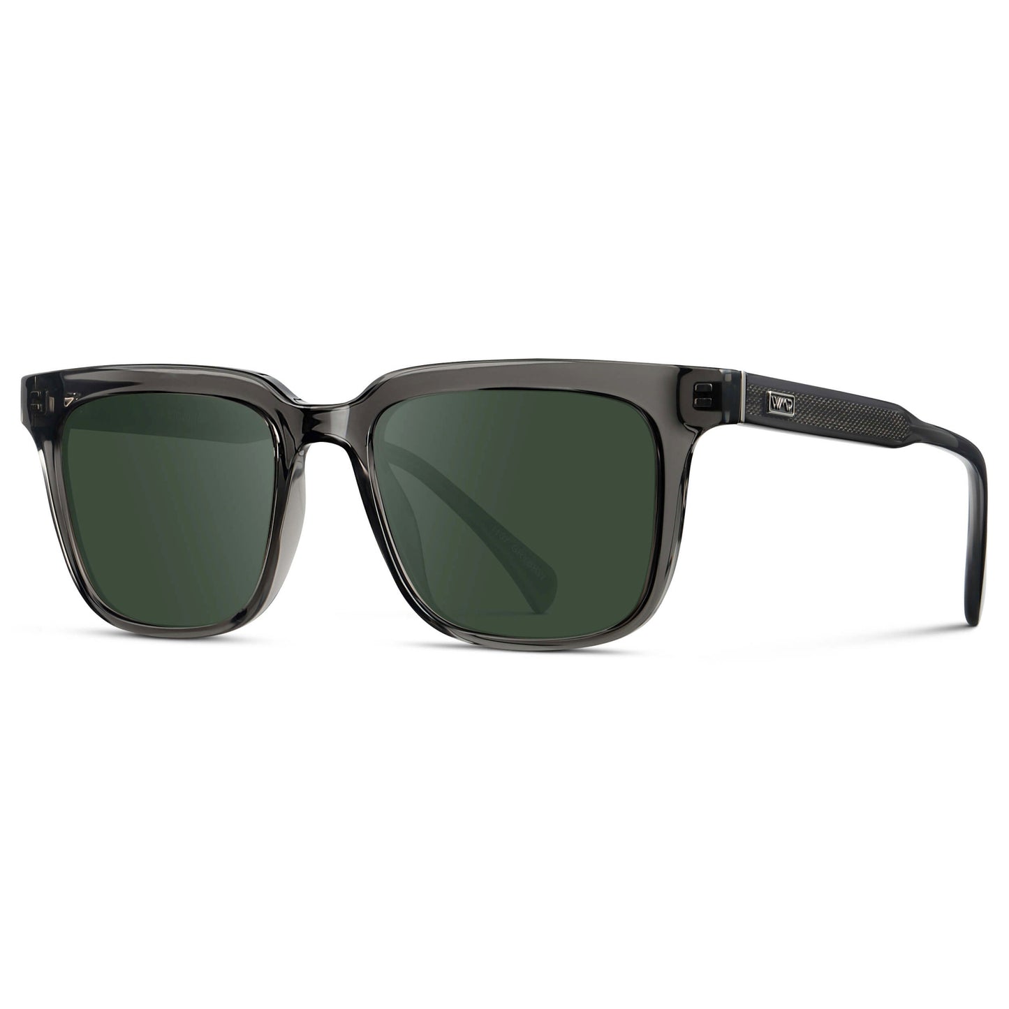 Smoke Grey / G15 || Men's Thick Square Prescription Sunglasses with Smoke Grey Acetate Frame and Green Lens
