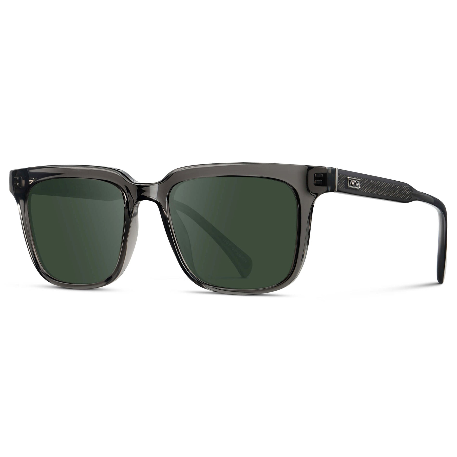 Smoke Grey / G15 || Men's Thick Square Prescription Sunglasses with Smoke Grey Acetate Frame and Green Lens