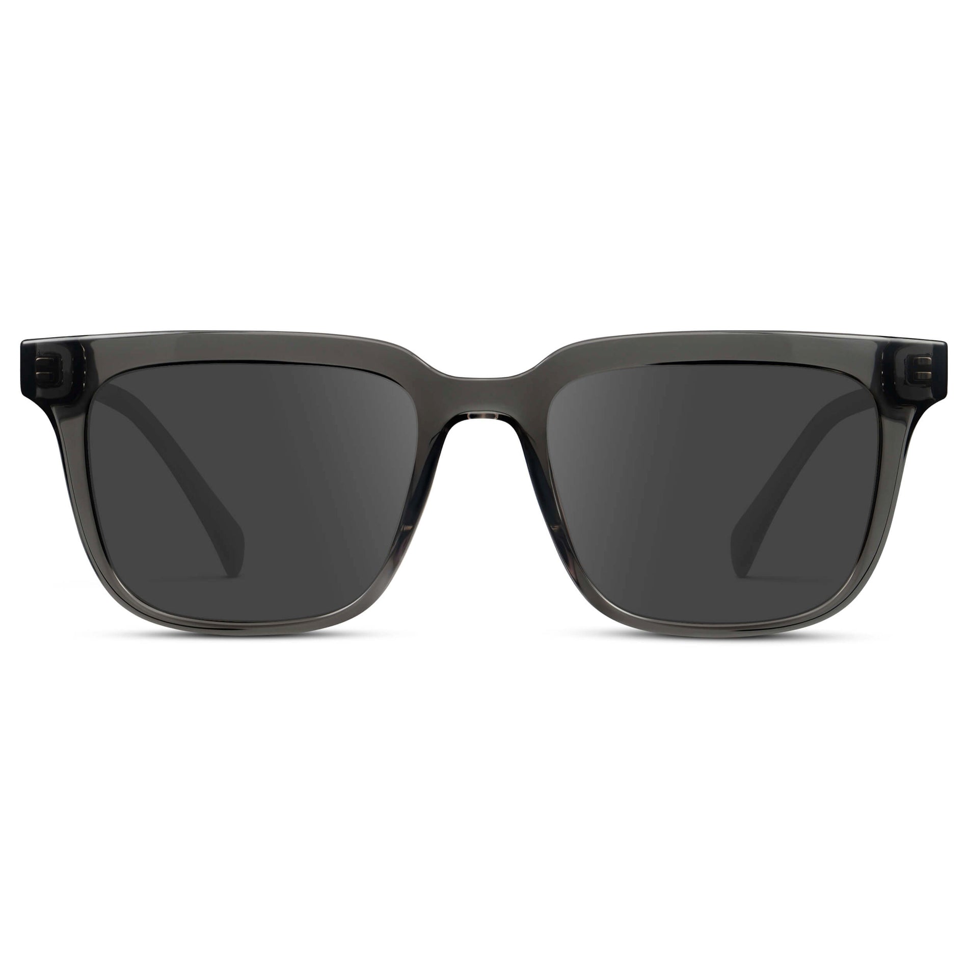Smoke Grey / Grey || Men's Thick Square Prescription Sunglasses with Smoke Grey Acetate Frame and Grey Lens