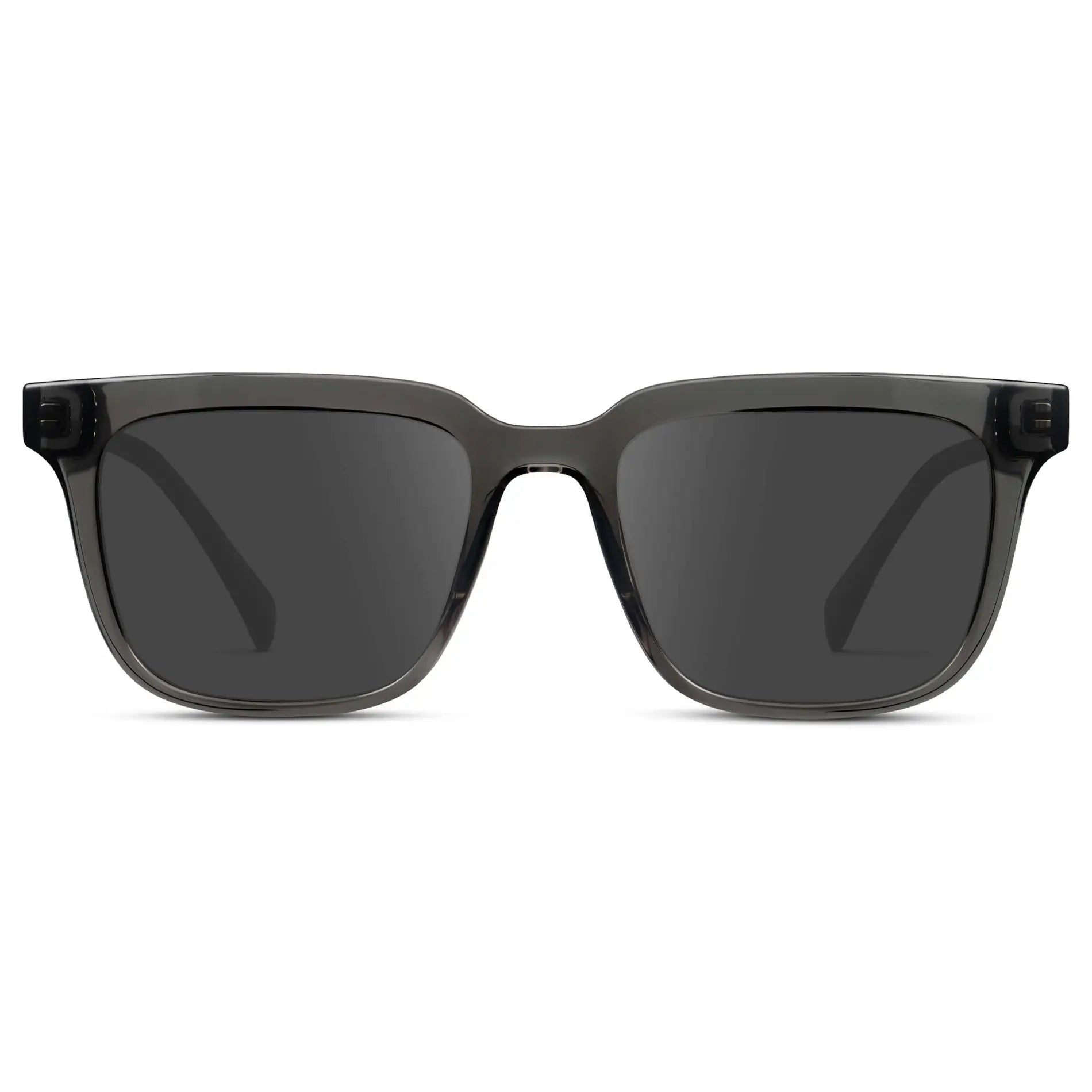 Smoke Grey / Grey || Front view of Men's Thick Square Prescription Sunglasses with Smoke Grey Acetate Frame and Grey Lens