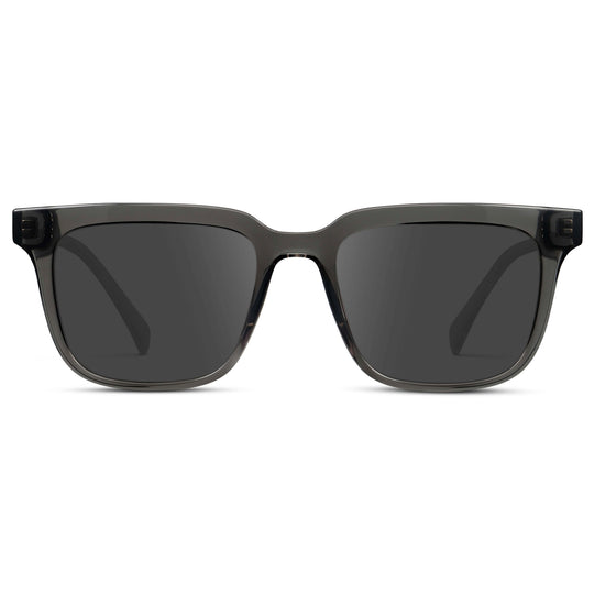 Smoke Grey / Grey || Men's Thick Square Prescription Sunglasses with Smoke Grey Acetate Frame and Grey Lens