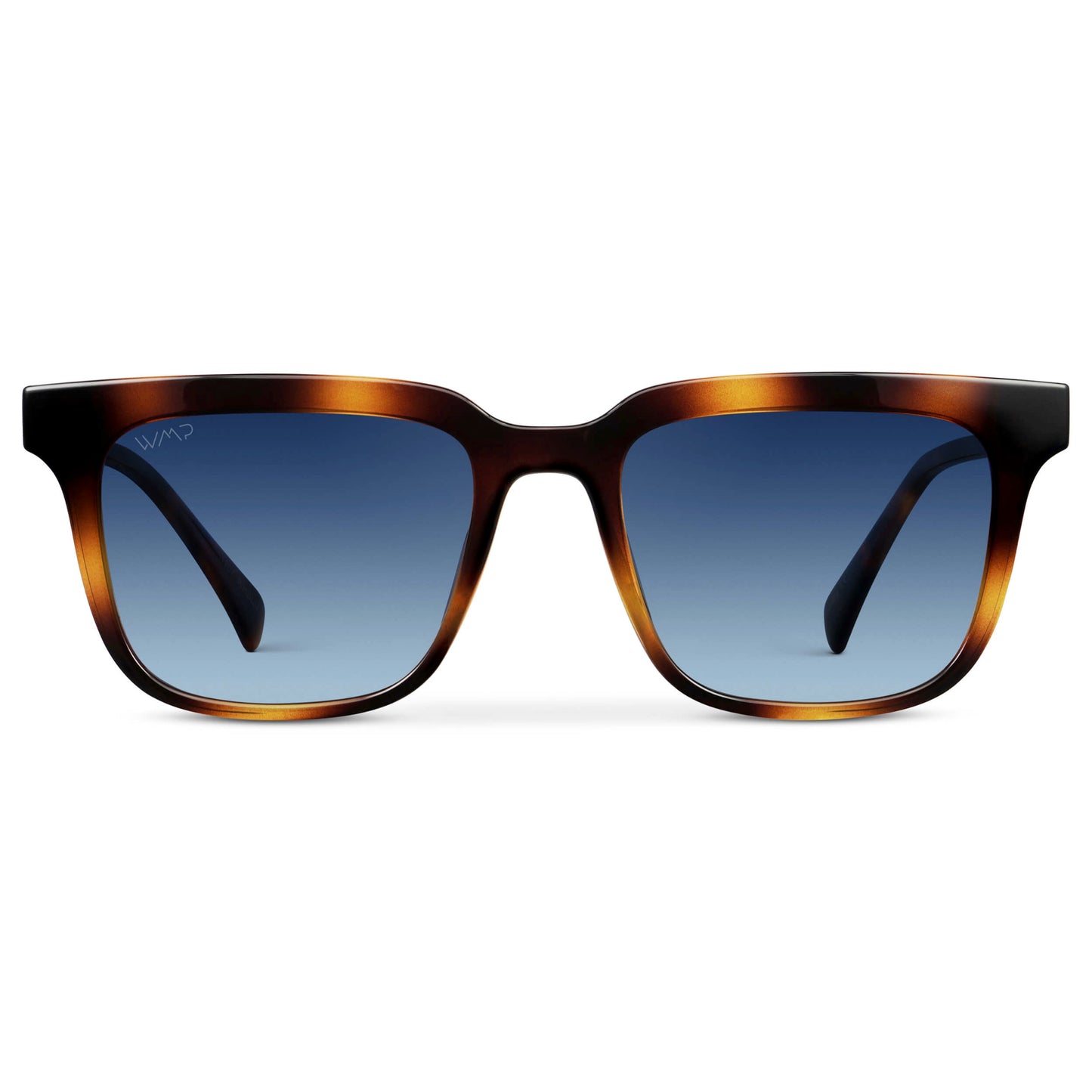 Whiskey Tortoise / Blue Gradient Lens || Men's Thick Square Sunglasses with Whiskey Tortoise Acetate Frame and Blue Gradient Polarized Lens