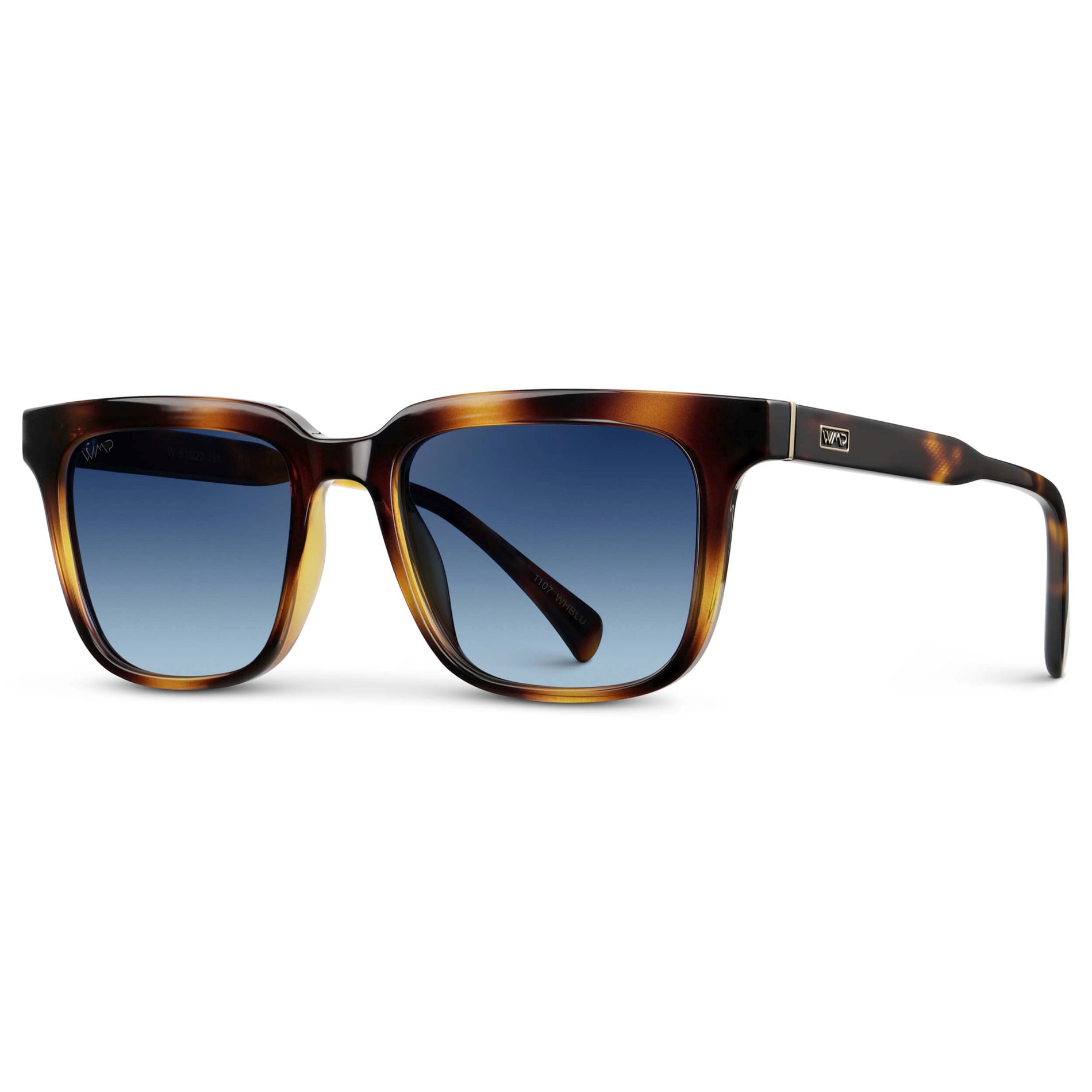Whiskey Tortoise / Blue Gradient Lens || Men's Thick Square Sunglasses with Whiskey Tortoise Acetate Frame and Blue Gradient Polarized Lens
