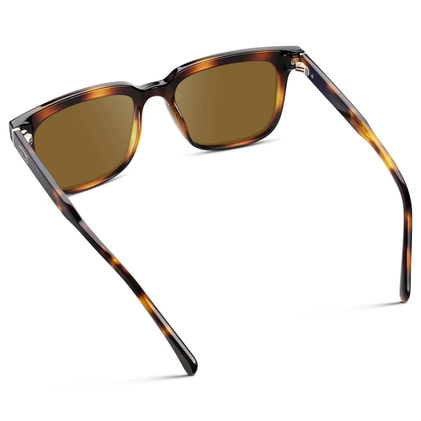 Whiskey Tortoise / Amber || Back view of Men's Thick Square Prescription Sunglasses with Whiskey Tortoise Acetate Frame and Amber Lens