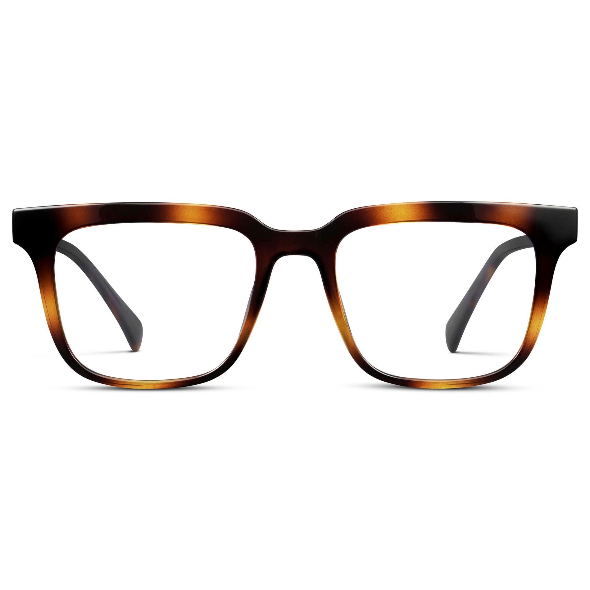 Whiskey Tortoise || Men's Thick Square Eyeglasses with Whiskey Tortoise Acetate Frame and Clear Prescription Lens
