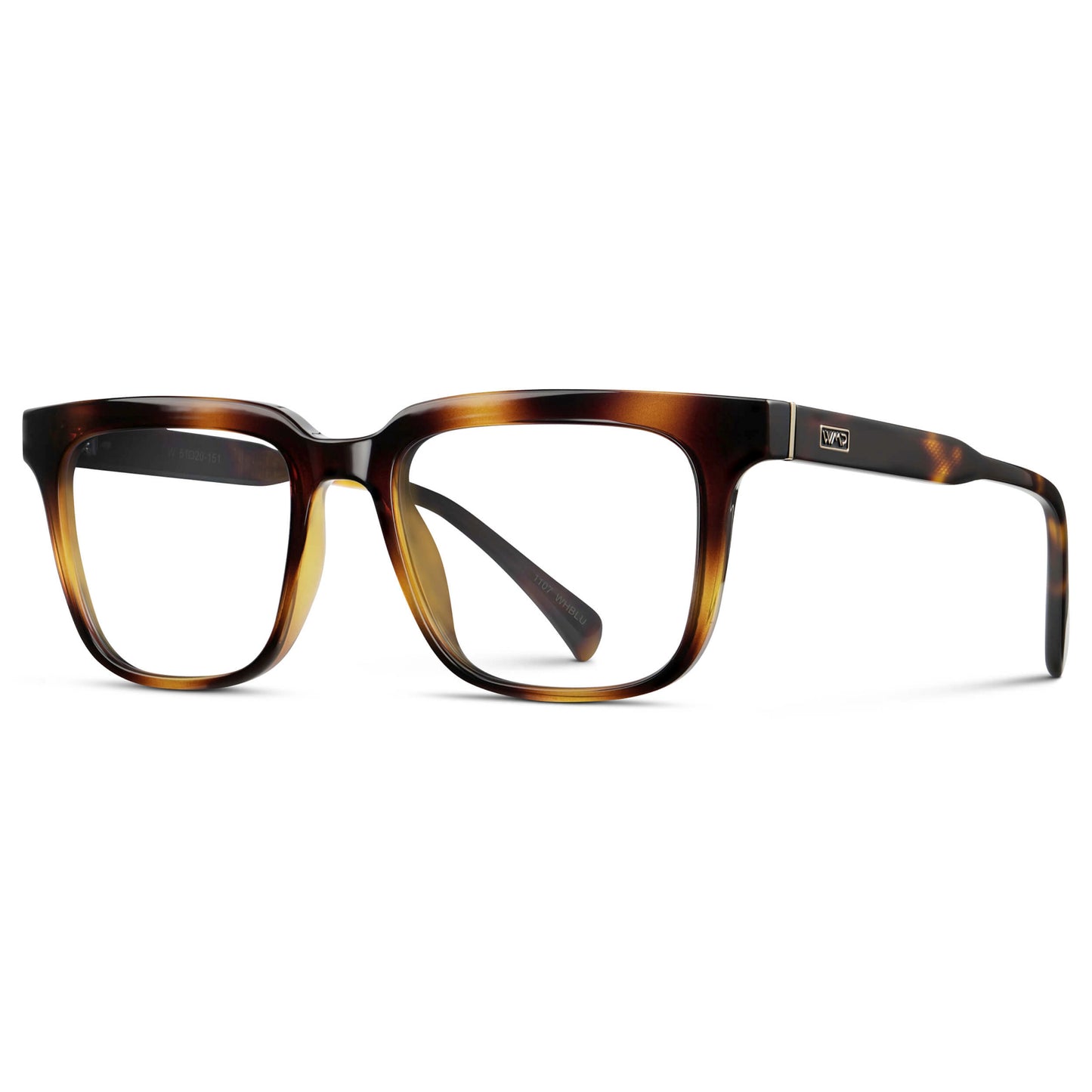 Whiskey Tortoise || Men's Thick Square Eyeglasses with Whiskey Tortoise Acetate Frame and Clear Prescription Lens