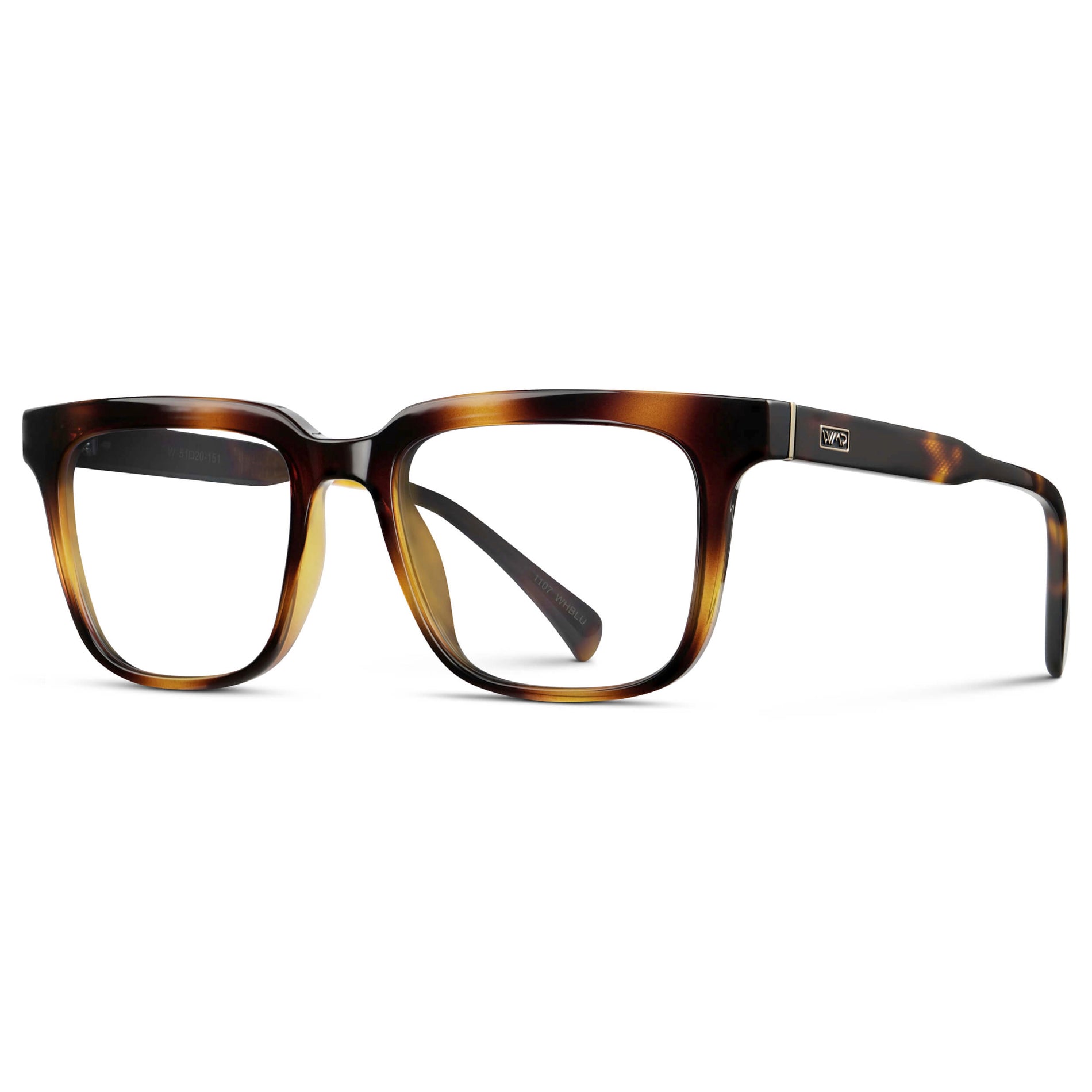 Whiskey Tortoise || Men's Thick Square Eyeglasses with Whiskey Tortoise Acetate Frame and Clear Prescription Lens