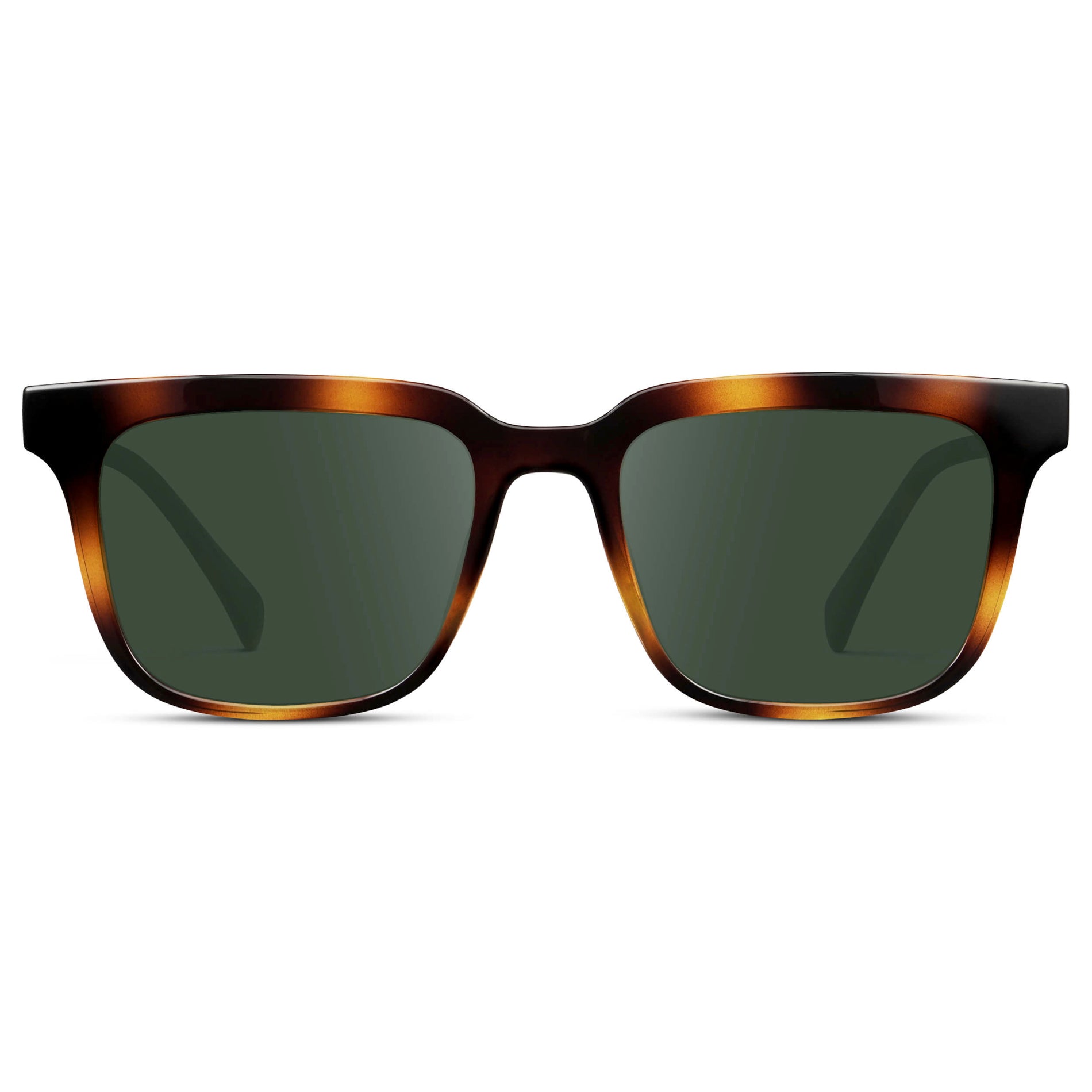 Whiskey Tortoise / G15 || Men's Thick Square Prescription Sunglasses with Whiskey Tortoise Acetate Frame and Green Lens
