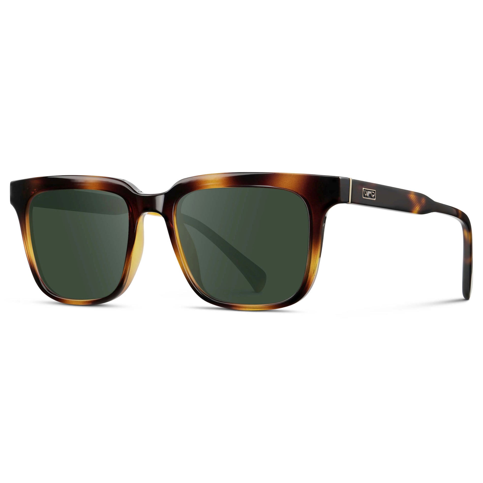 Whiskey Tortoise / G15 || Men's Thick Square Prescription Sunglasses with Whiskey Tortoise Acetate Frame and Green Lens