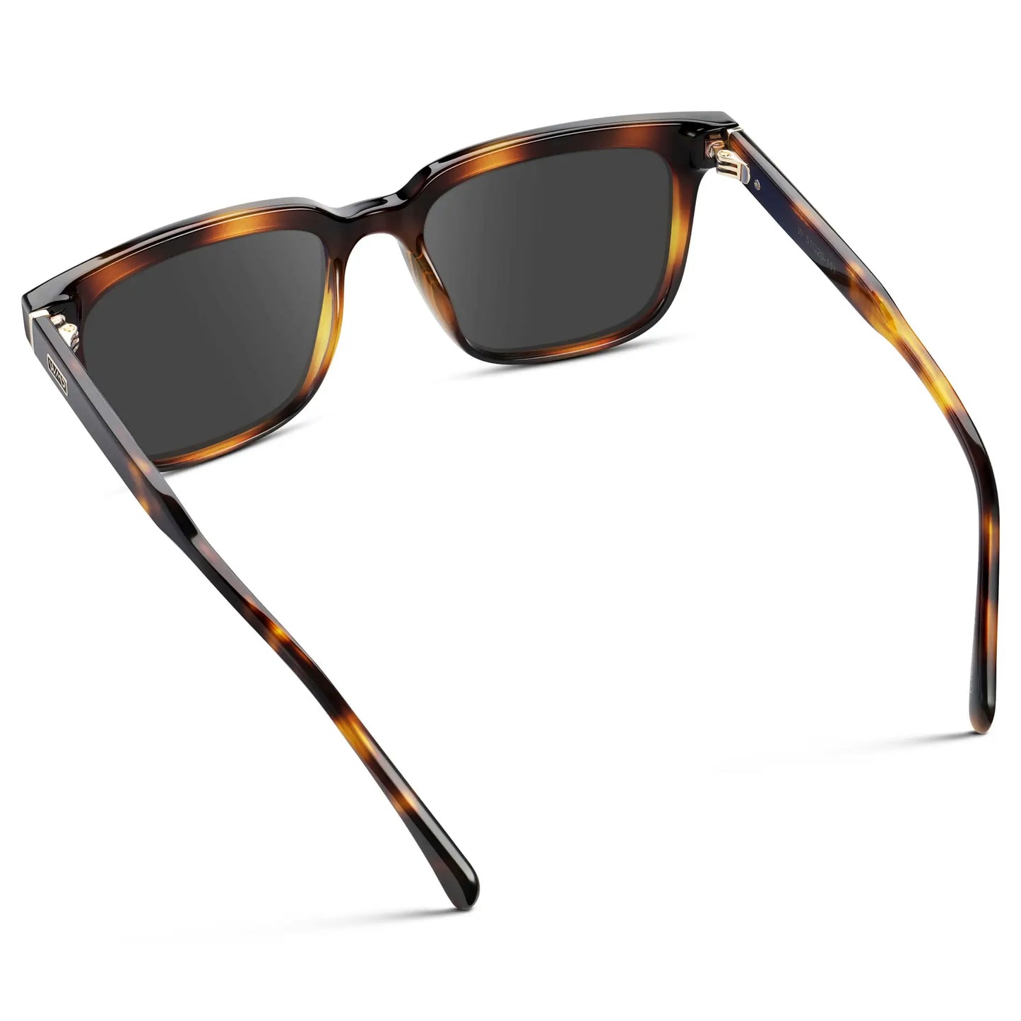 Whiskey Tortoise / Grey || Back view of Men's Thick Square Prescription Sunglasses with Whiskey Tortoise Acetate Frame and Grey Lens