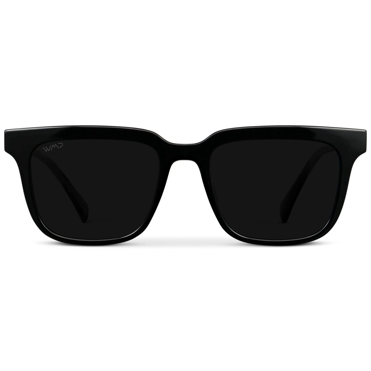 Black / Triple Black Lens || Men's Thick Square Sunglasses with Black Acetate Frame and Triple Black Polarized Lens