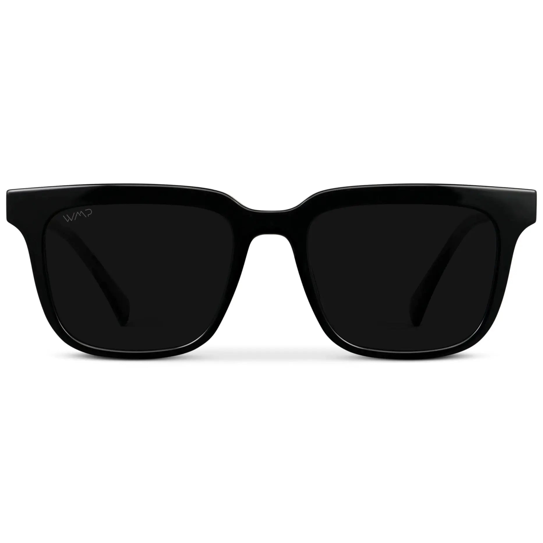 Black / Triple Black Lens || Men's Thick Square Sunglasses with Black Acetate Frame and Triple Black Polarized Lens