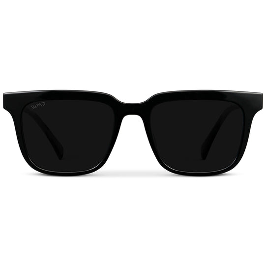 Black / Triple Black Lens || Men's Thick Square Sunglasses with Black Acetate Frame and Triple Black Polarized Lens