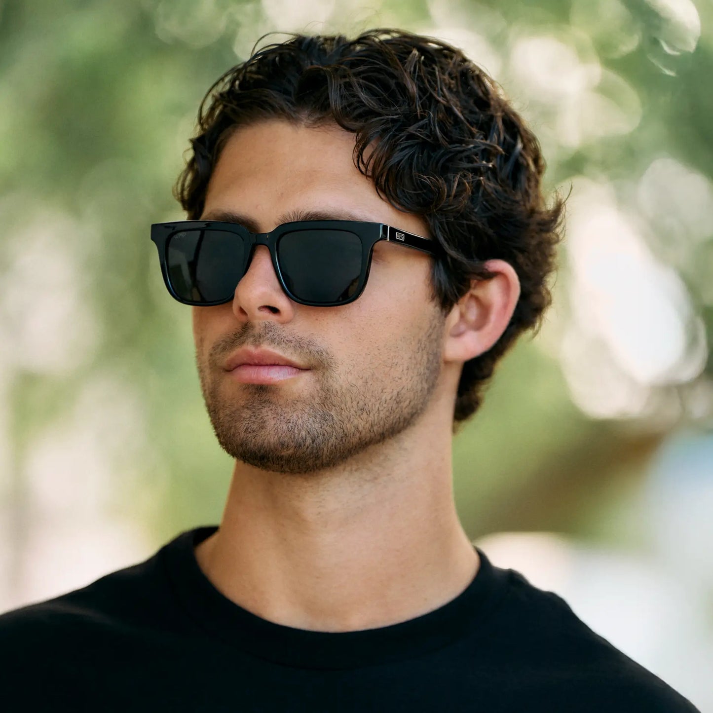 Black / Triple Black Lens || Men's Thick Square Sunglasses with Black Acetate Frame and Triple Black Polarized Lens