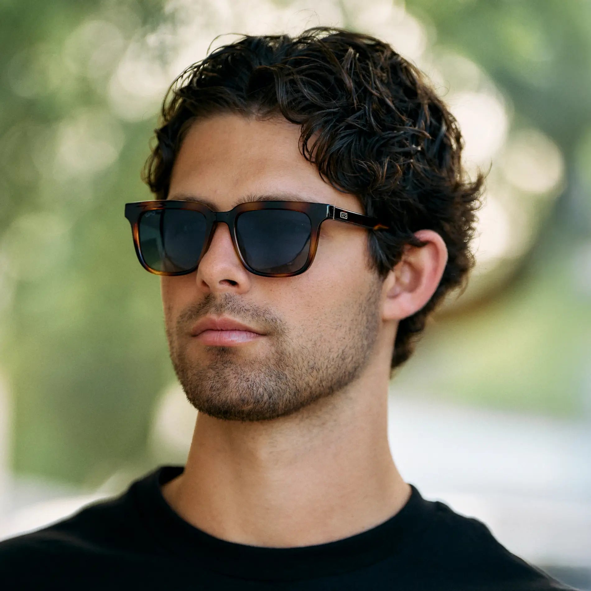 Whiskey Tortoise / Blue Gradient Lens || Men's Thick Square Sunglasses with Whiskey Tortoise Acetate Frame and Blue Gradient Polarized Lens