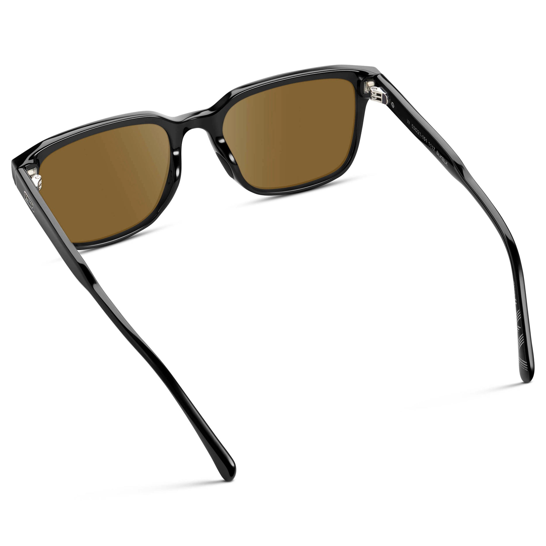 Black / Amber || Men's Geometric Rectangular Prescription Sunglasses with Black Acetate Frame and Amber Lens