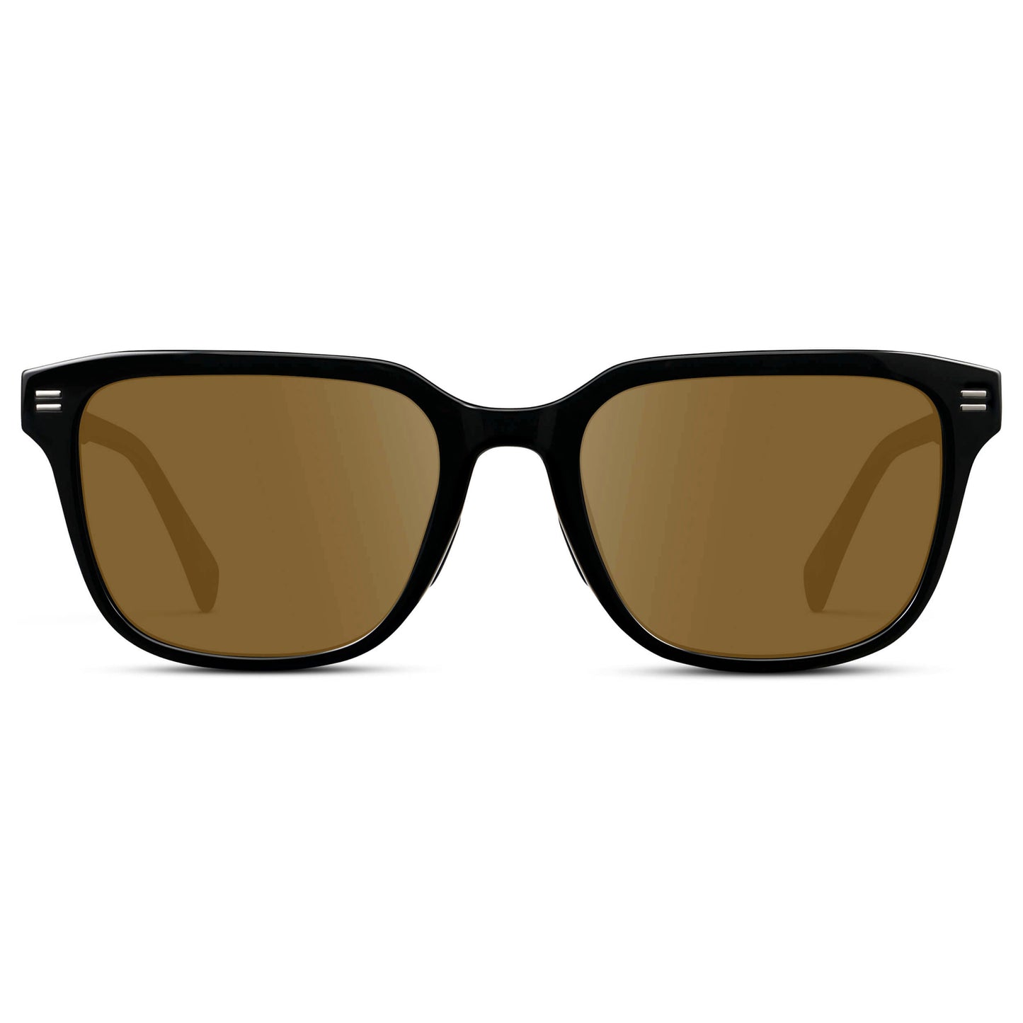Black / Amber || Men's Geometric Rectangular Prescription Sunglasses with Black Acetate Frame and Amber Lens