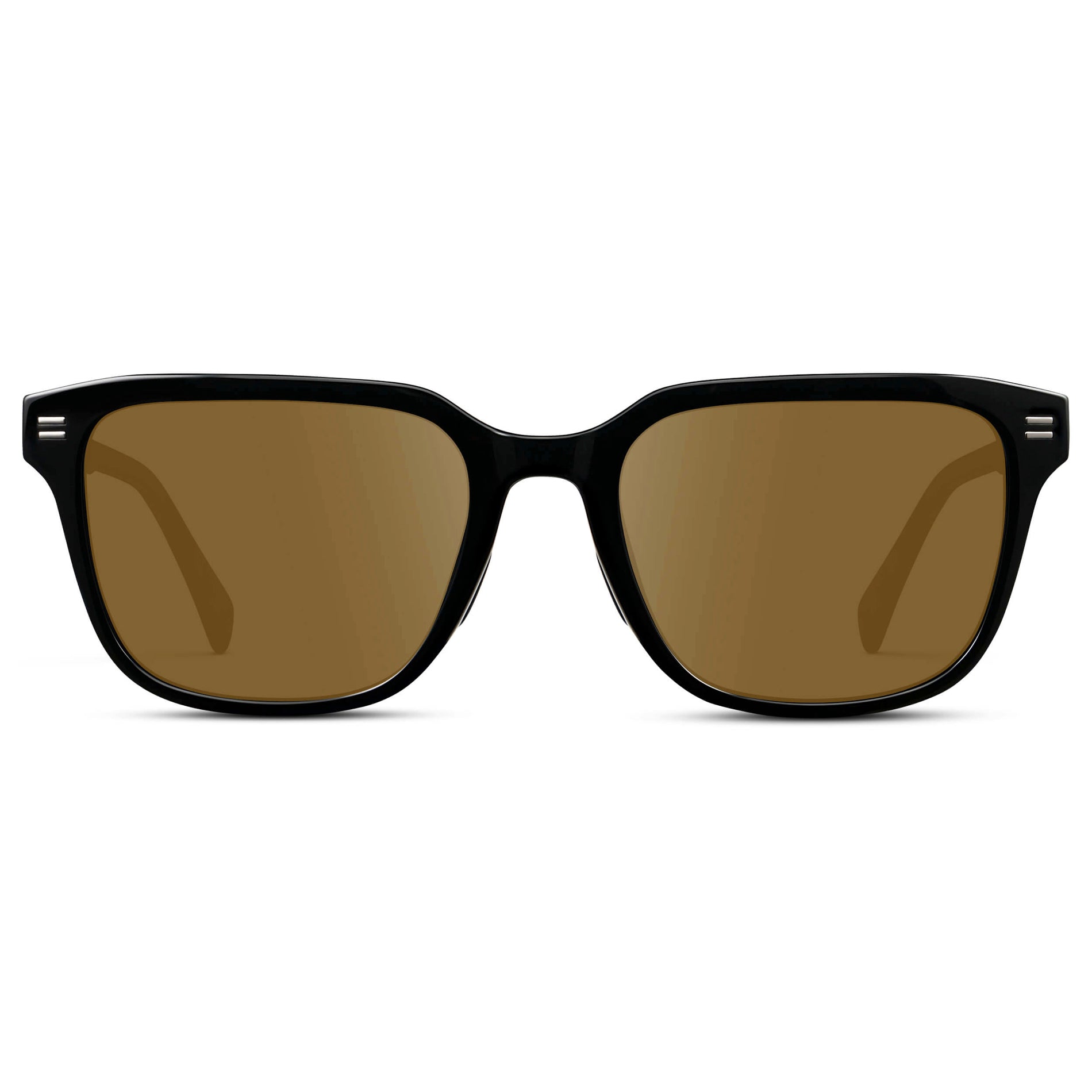 Black / Amber || Men's Geometric Rectangular Prescription Sunglasses with Black Acetate Frame and Amber Lens