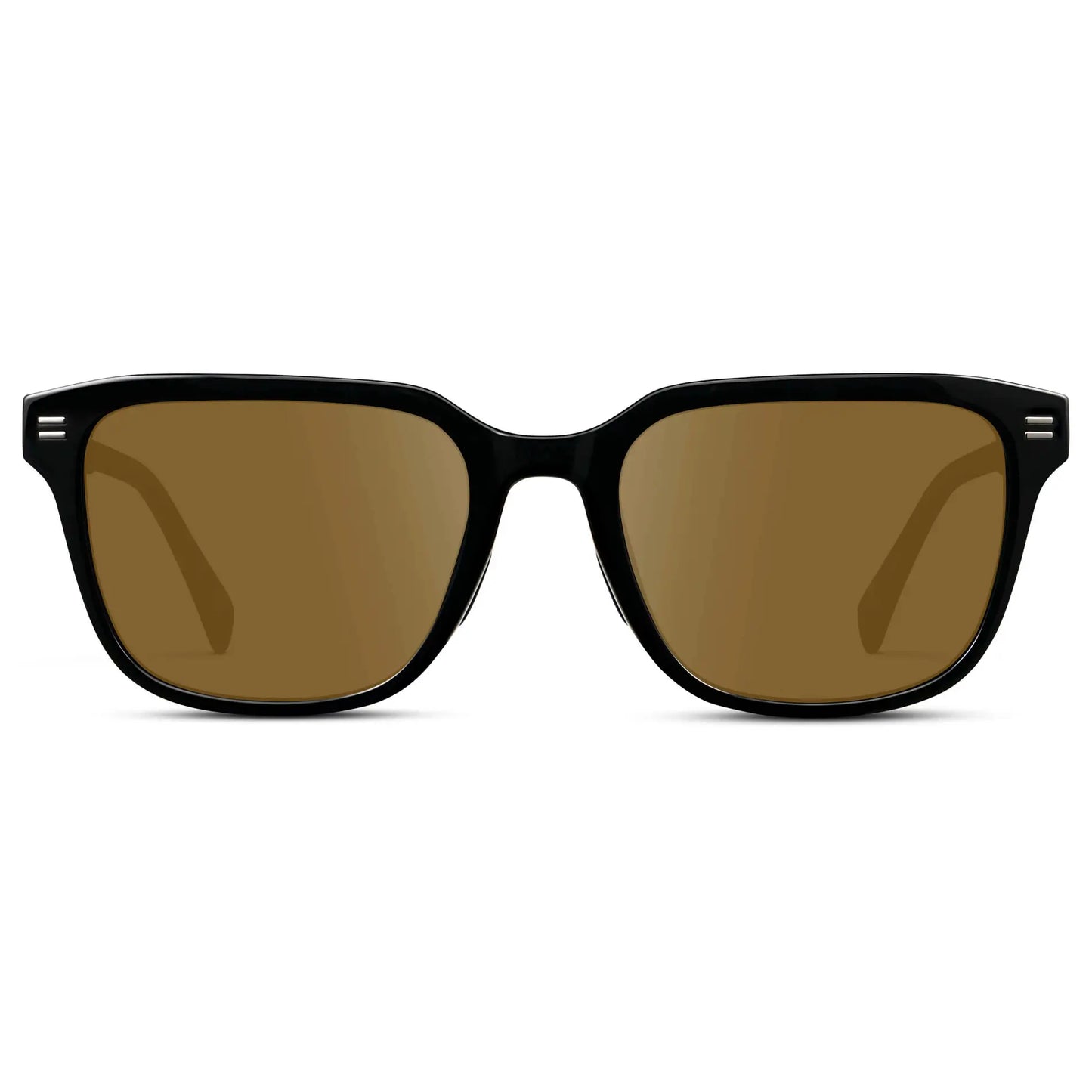 Black / Amber || Men's Geometric Rectangular Prescription Sunglasses with Black Acetate Frame and Amber Lens