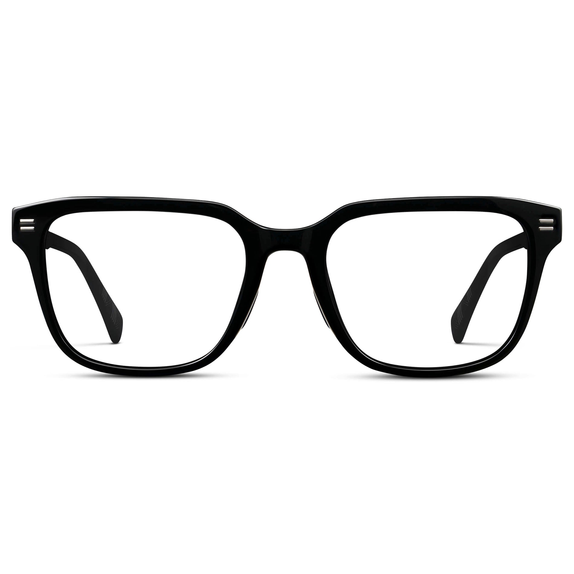 Black || Men's Geometric Rectangular Eyeglasses with Black Acetate Frame and Clear Prescription Lens