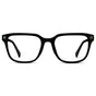 Black || Men's Geometric Rectangular Eyeglasses with Black Acetate Frame and Clear Prescription Lens on a white background