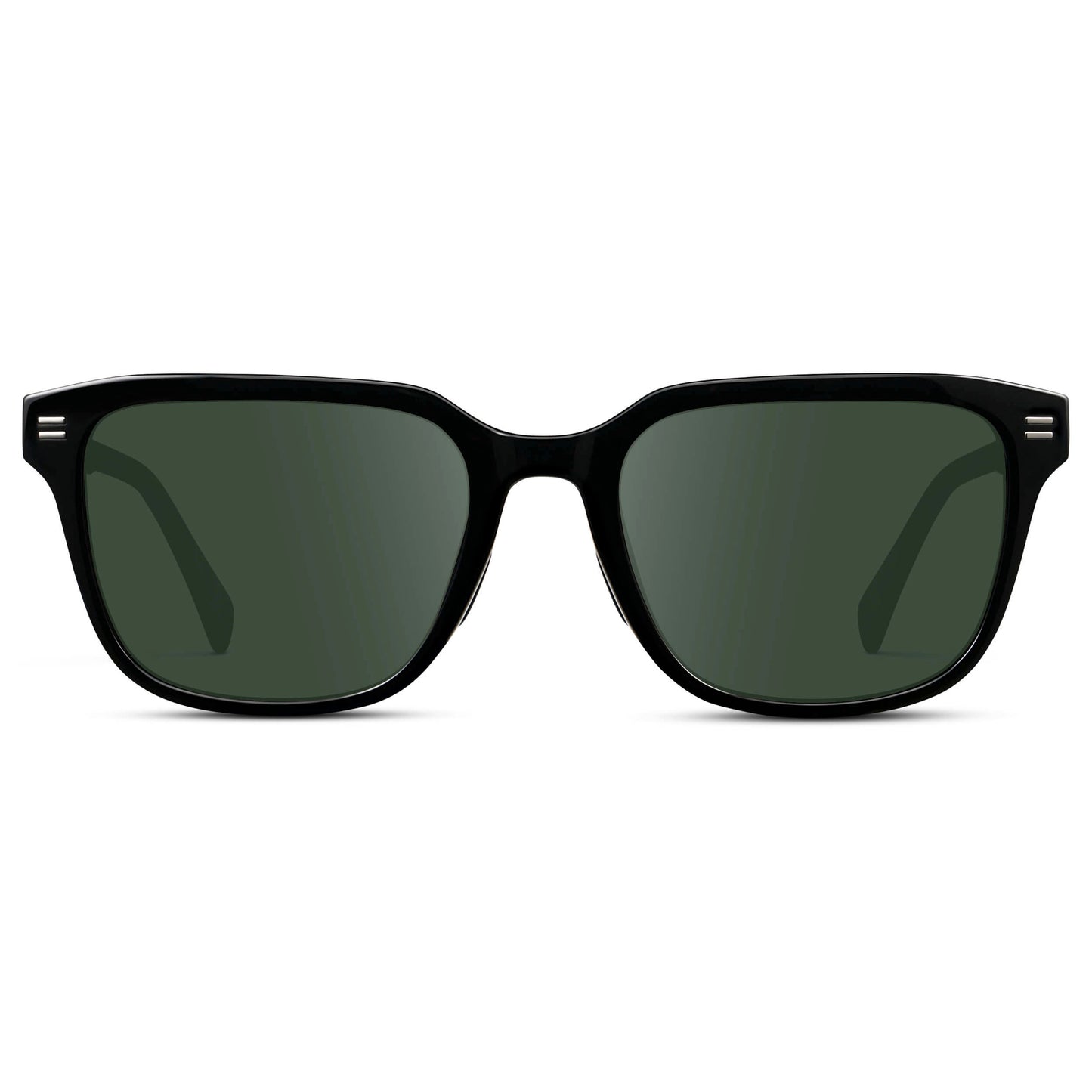 Black / G15 || Men's Geometric Rectangular Prescription Sunglasses with Black Acetate Frame and Green Lens