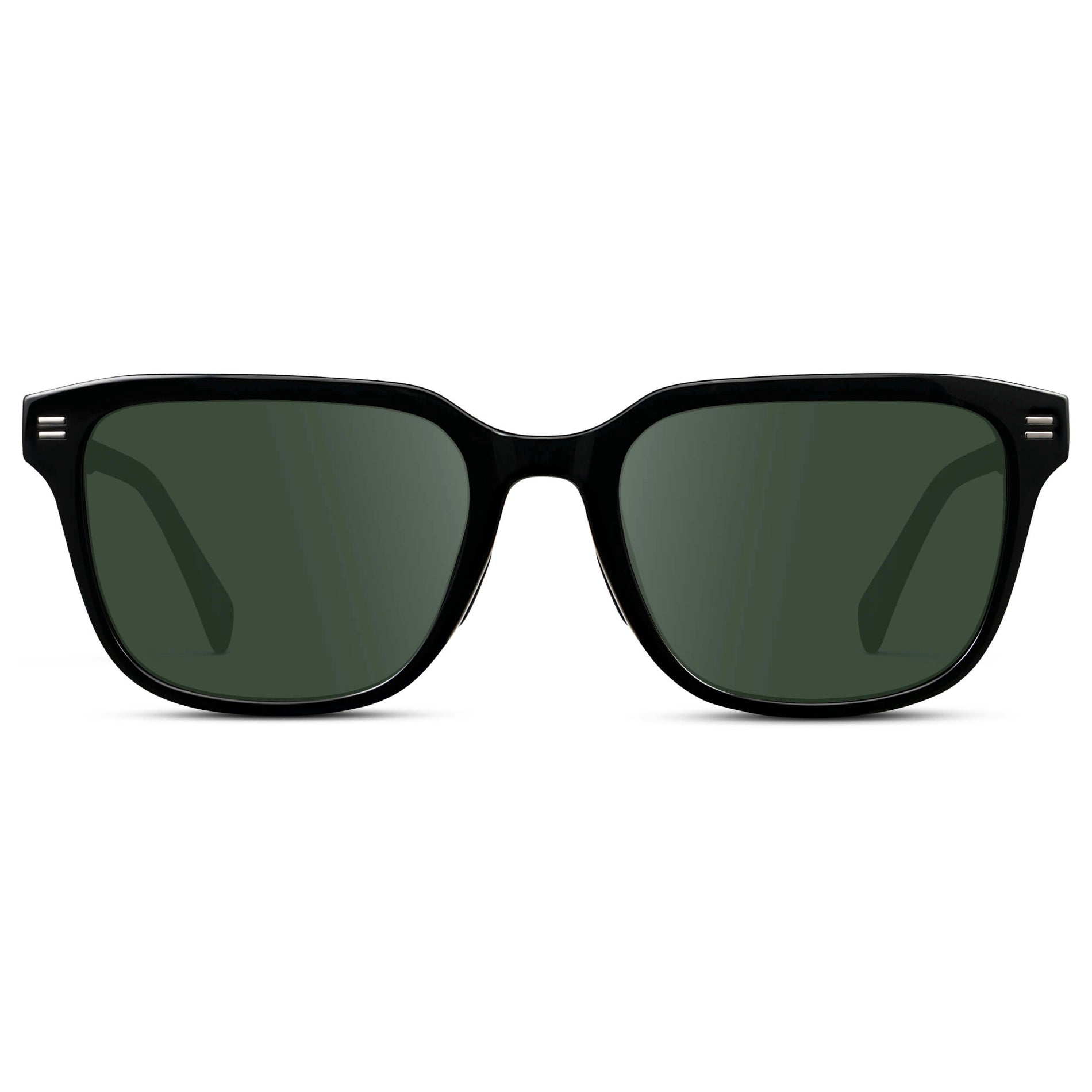 Black / G15 || Men's Geometric Rectangular Prescription Sunglasses with Black Acetate Frame and Green Lens