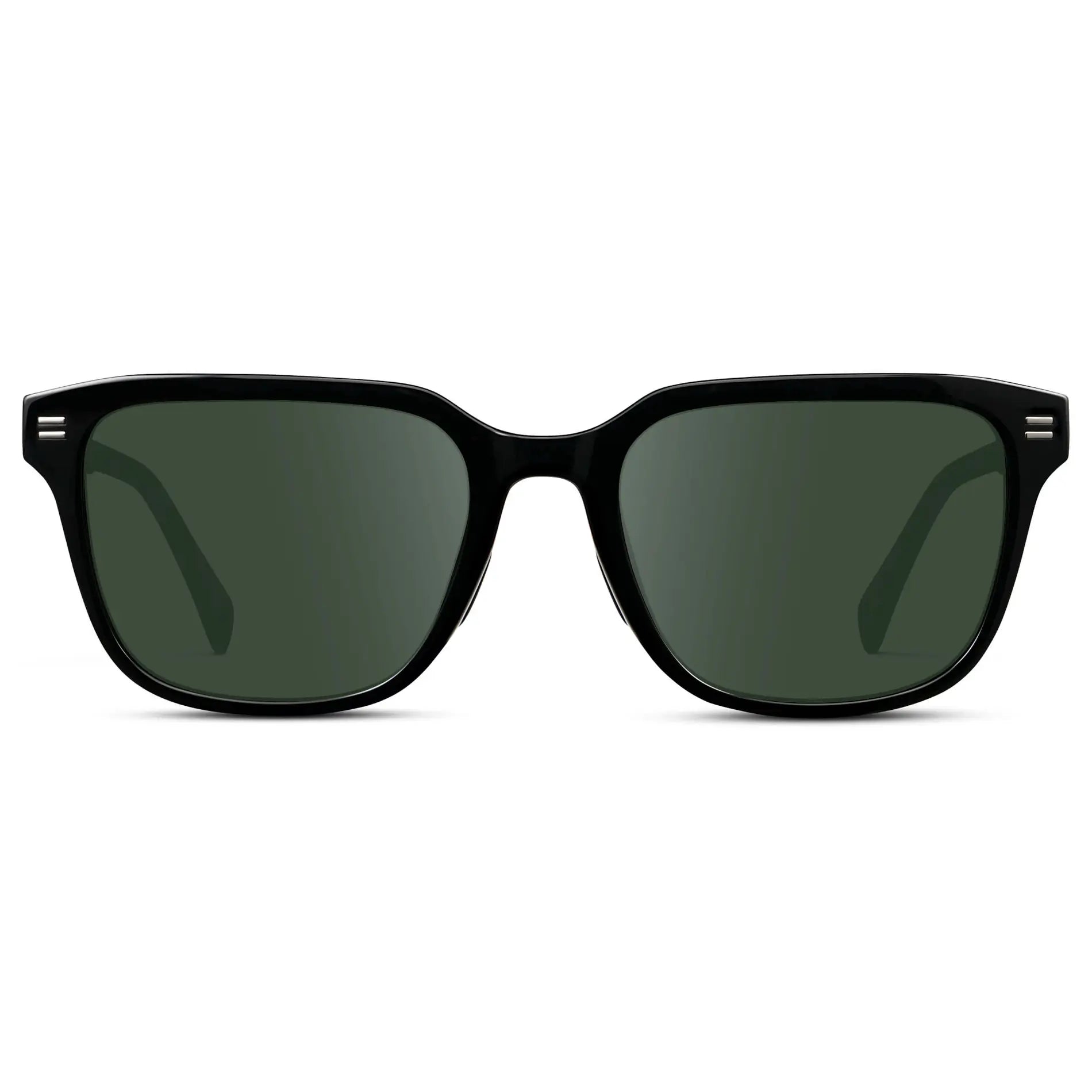 Black / G15 || Men's Geometric Rectangular Prescription Sunglasses with Black Acetate Frame and Green Lens