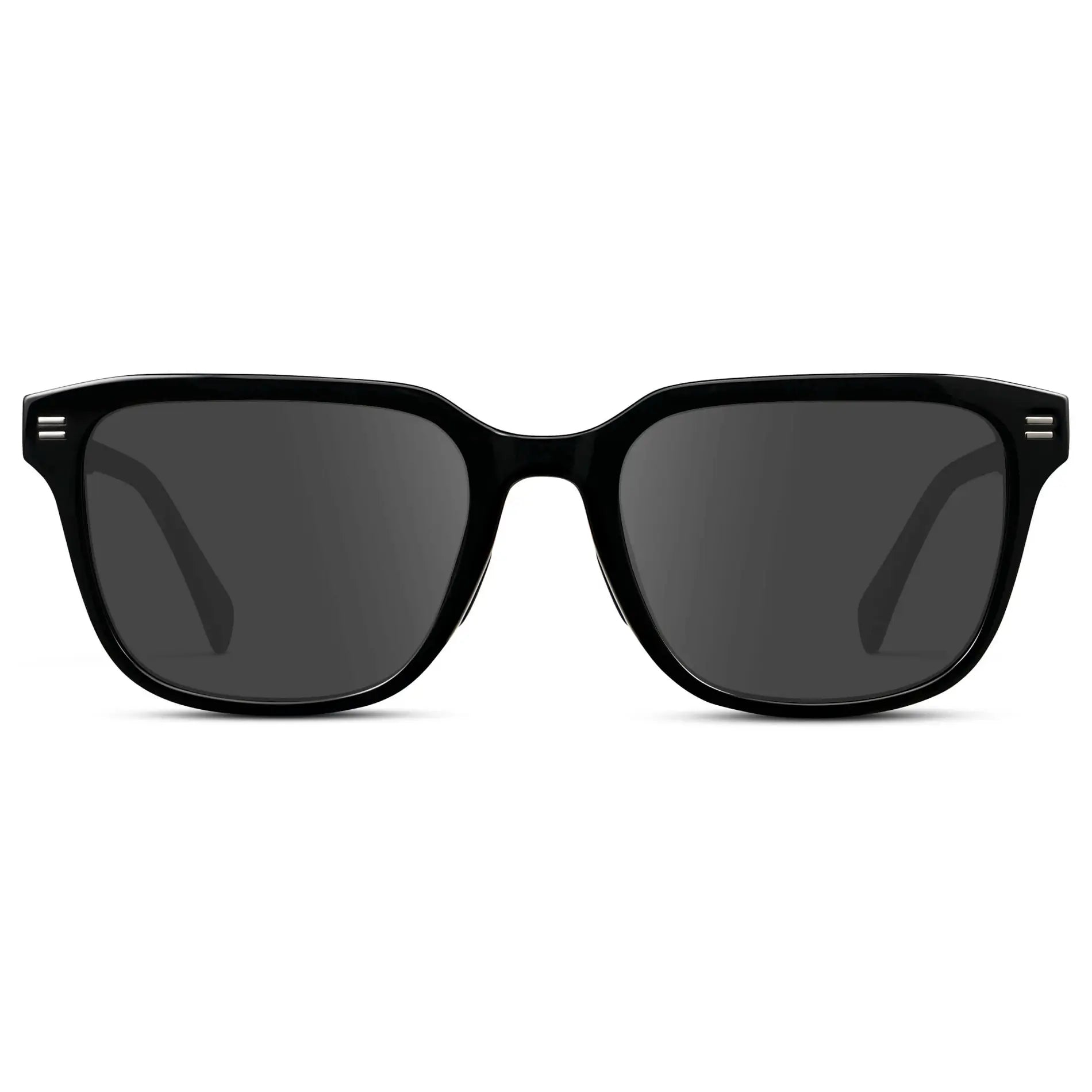 Black / Grey || Men's Geometric Rectangular Prescription Sunglasses with Black Acetate Frame and Grey Lens