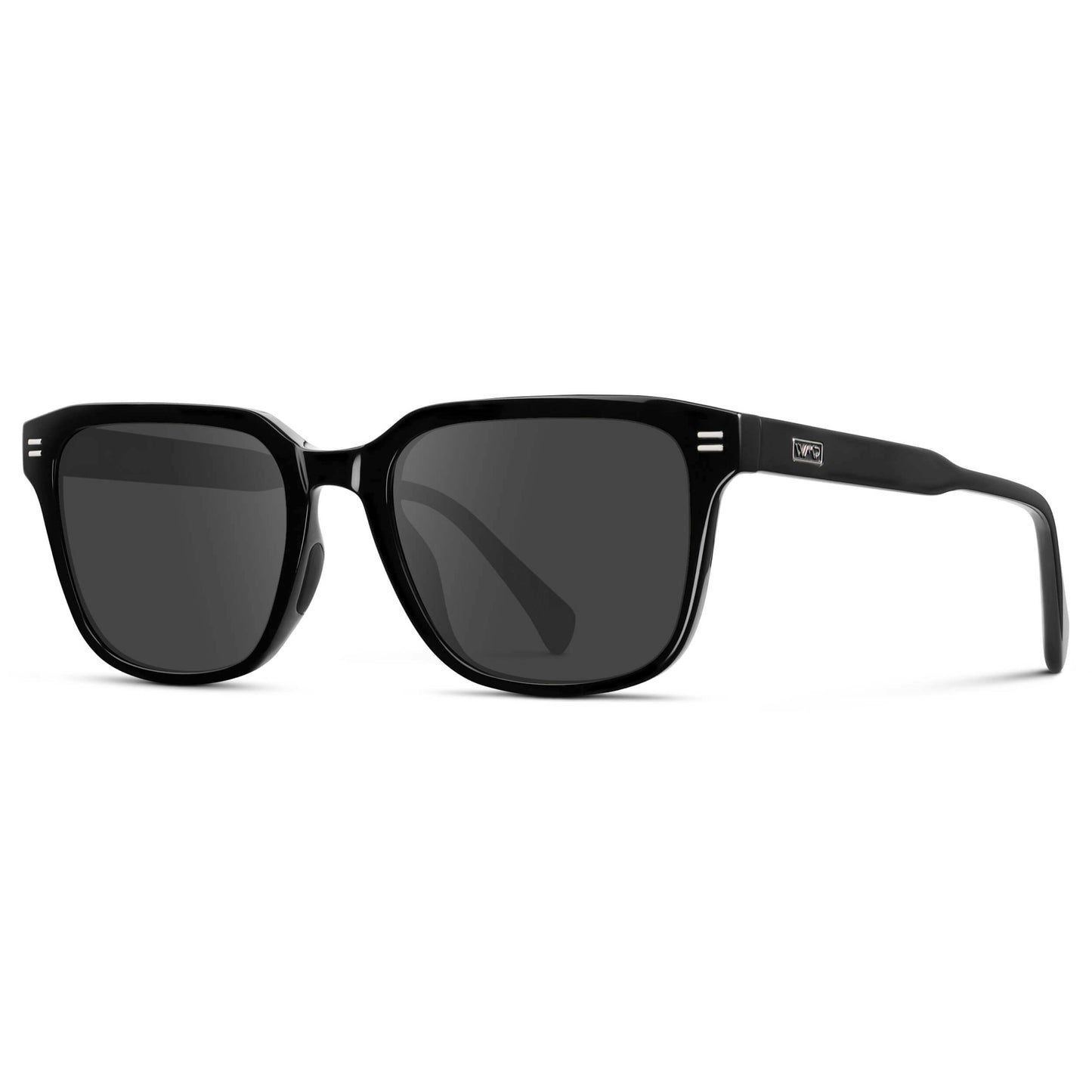 Black / Grey || Men's Geometric Rectangular Prescription Sunglasses with Black Acetate Frame and Grey Lens