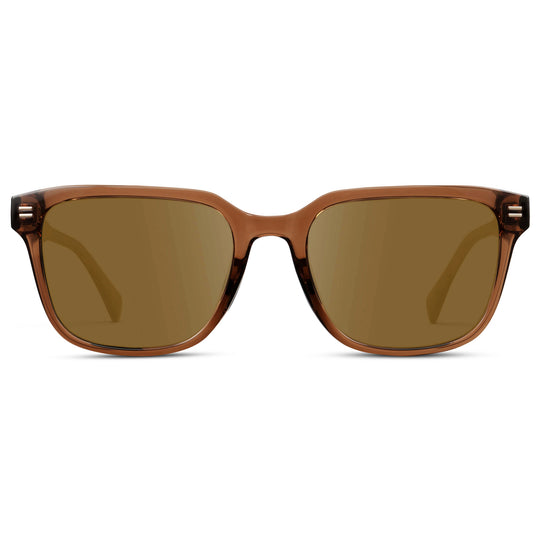 Canyon Brown / Amber || Men's Geometric Rectangular Prescription Sunglasses with Brown Acetate Frame and Amber Lens