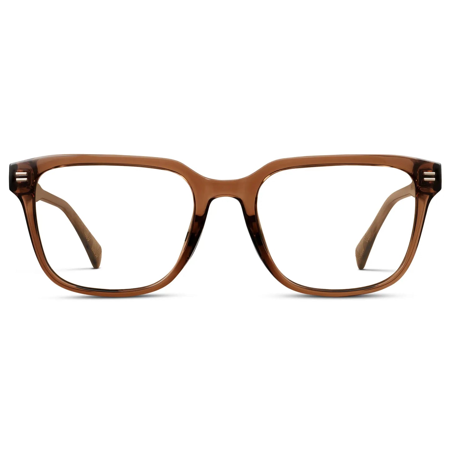 Canyon Brown || Men's Geometric Rectangular Eyeglasses with Canyon Brown Acetate Frame and Clear Prescription Lens on a white background