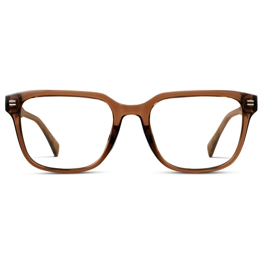 Canyon Brown || Men's Geometric Rectangular Eyeglasses with Canyon Brown Acetate Frame and Clear Prescription Lens