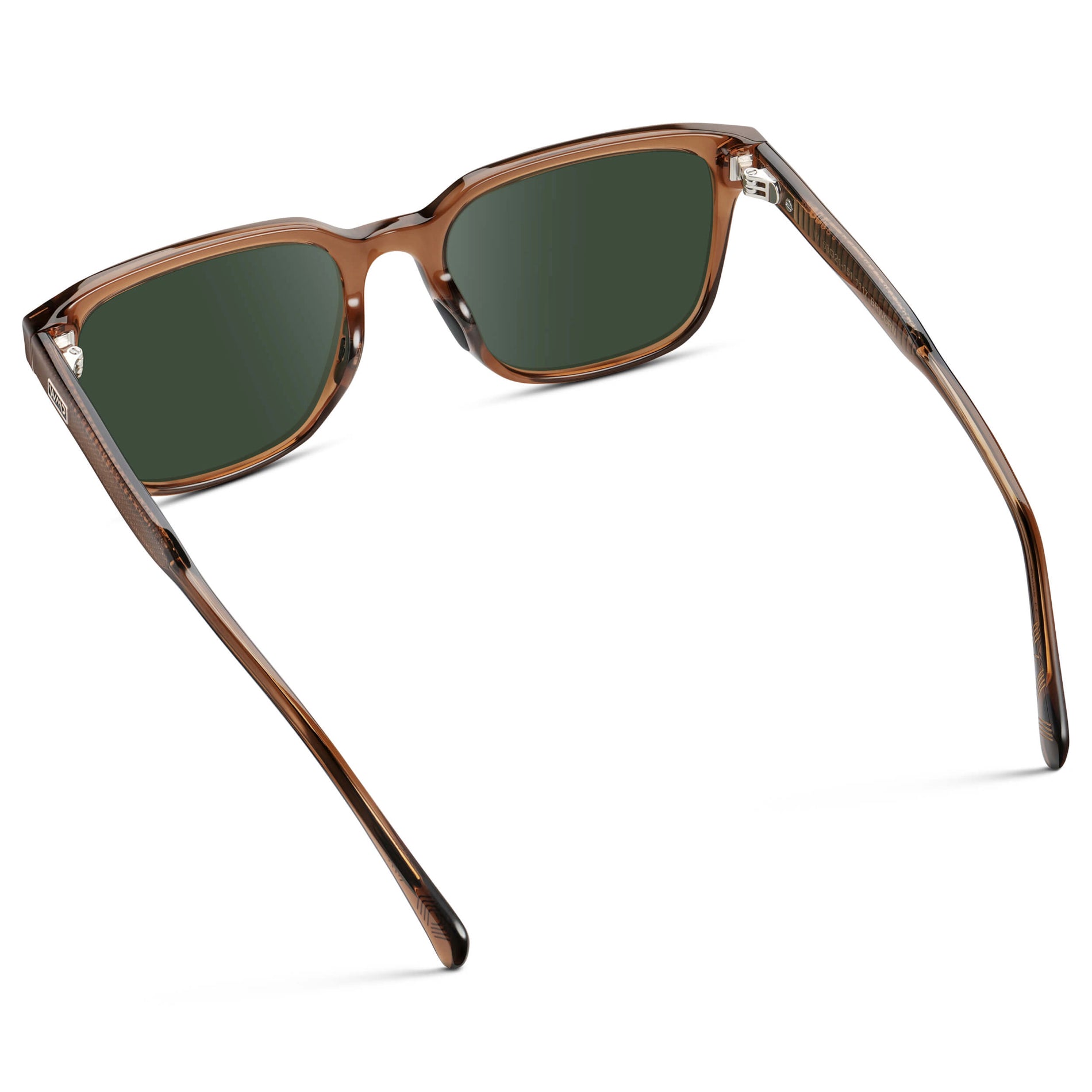 Canyon Brown / G15 || Men's Geometric Rectangular Prescription Sunglasses with Brown Acetate Frame and Green Lens