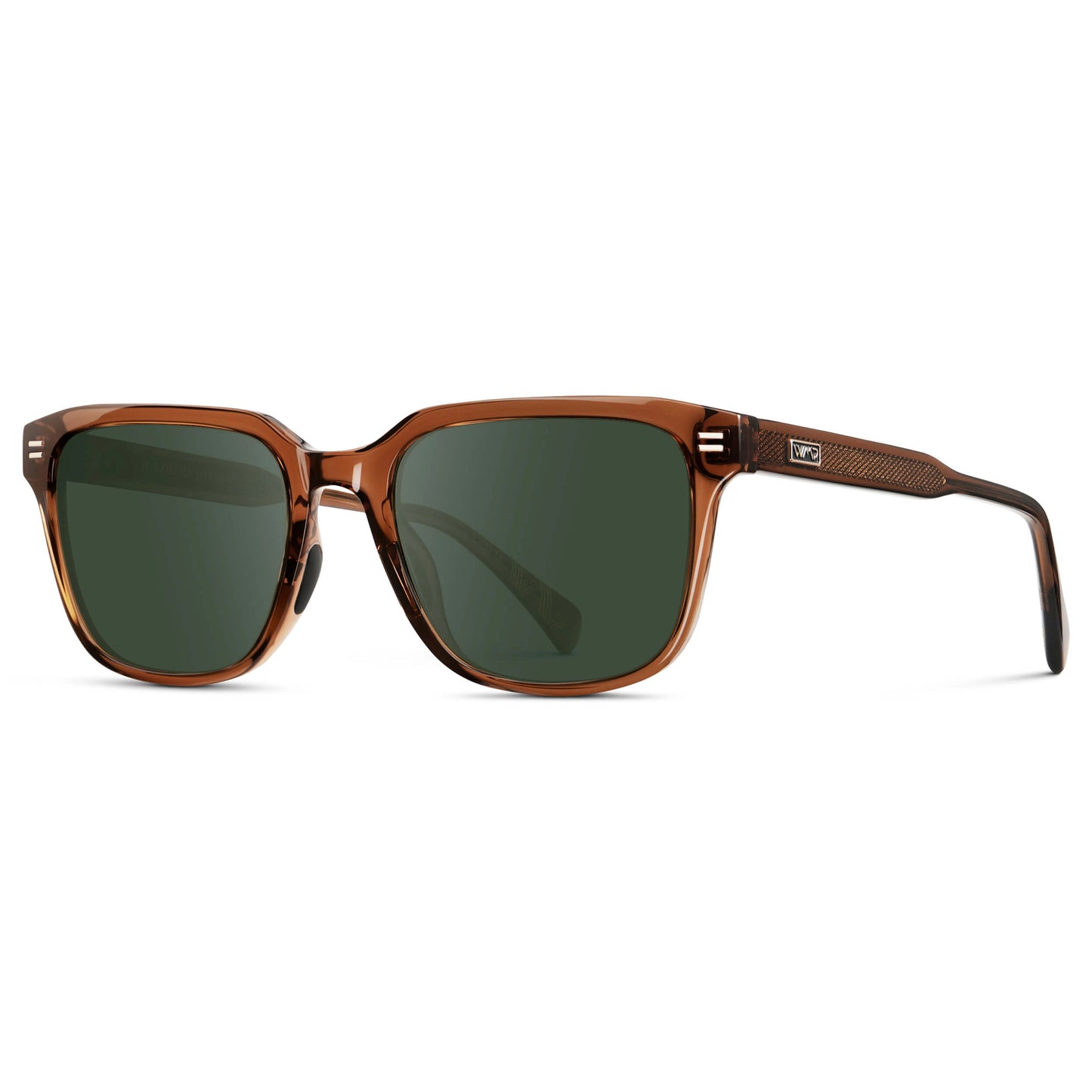 Canyon Brown / G15 || Men's Geometric Rectangular Prescription Sunglasses with Brown Acetate Frame and Green Lens