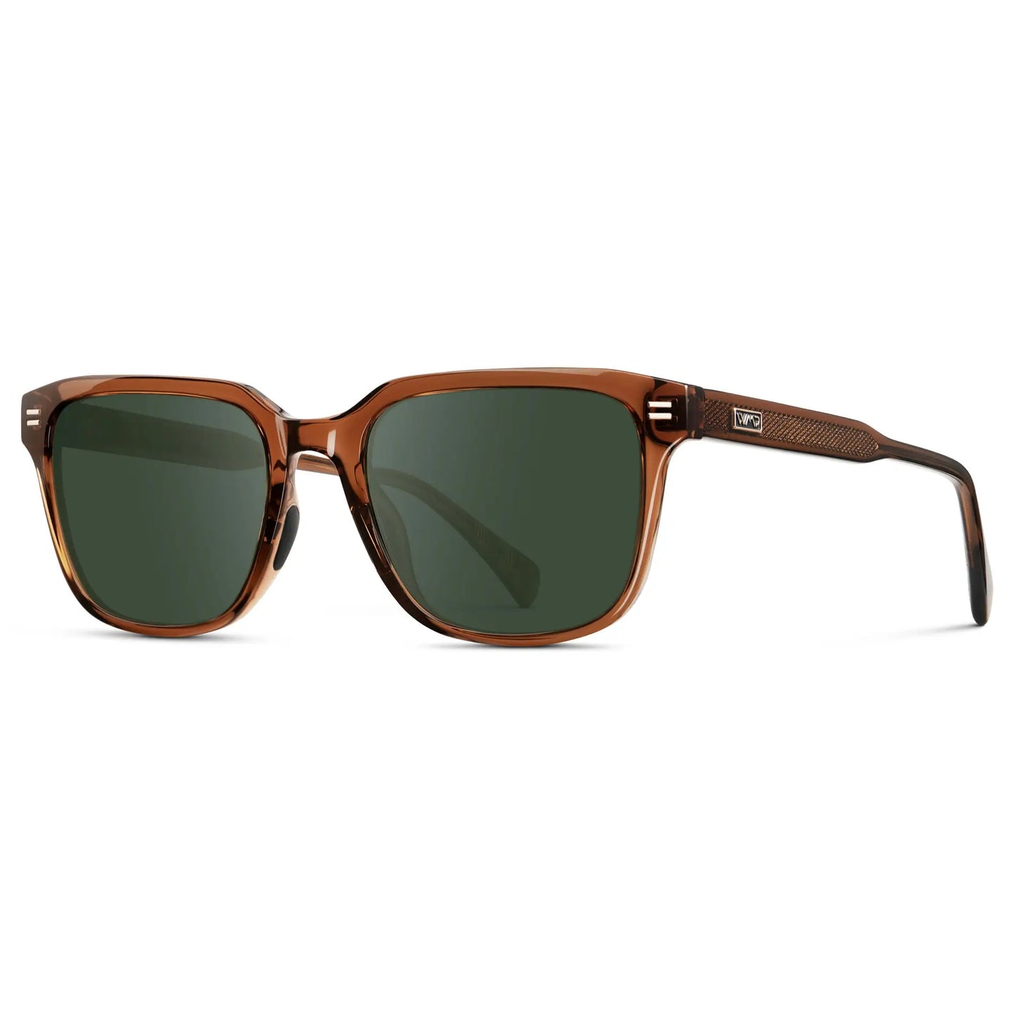 Canyon Brown / G15 || Men's Geometric Rectangular Prescription Sunglasses with Brown Acetate Frame and Green Lens