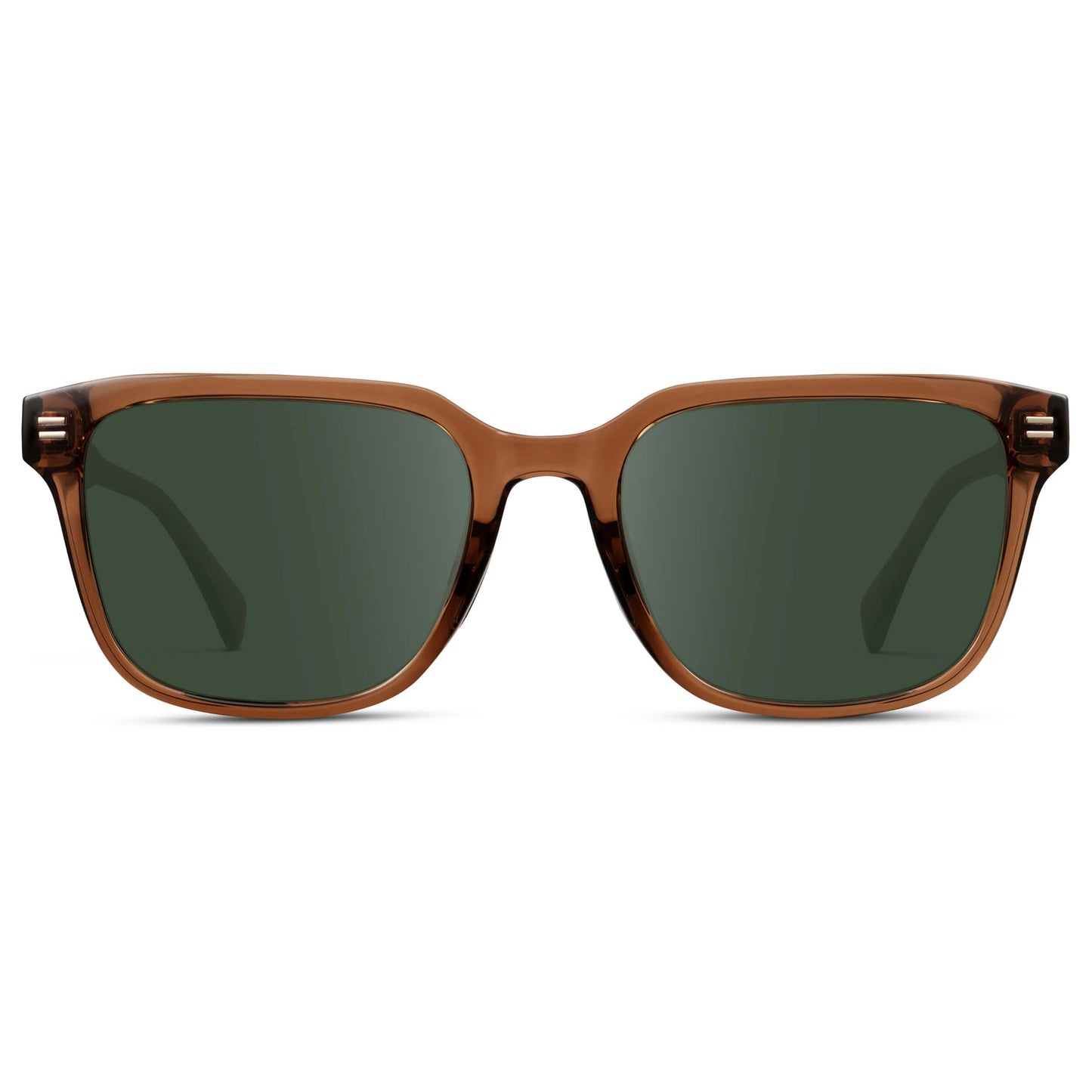 Canyon Brown / G15 || Men's Geometric Rectangular Prescription Sunglasses with Brown Acetate Frame and Green Lens
