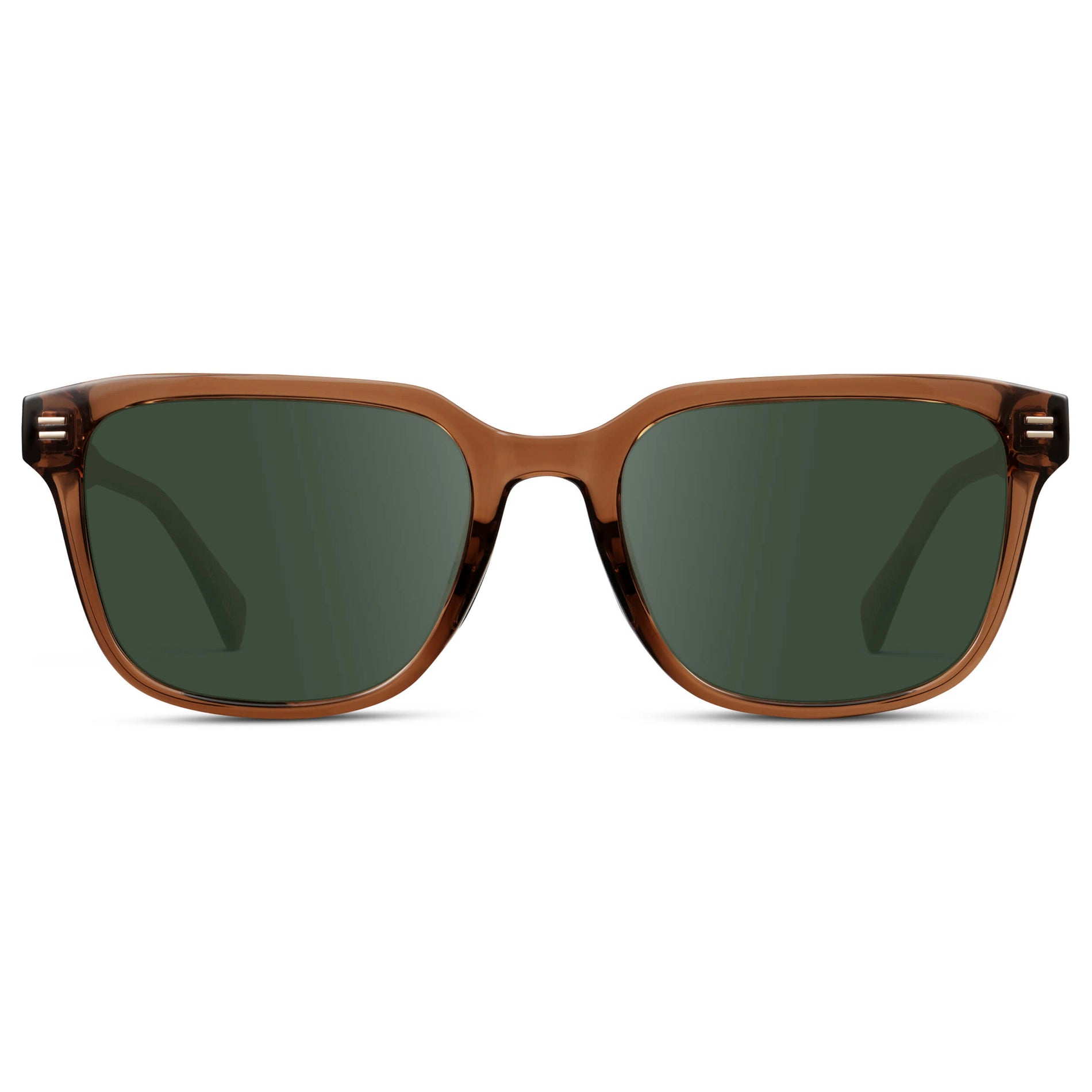 Canyon Brown / G15 || Men's Geometric Rectangular Prescription Sunglasses with Brown Acetate Frame and Green Lens