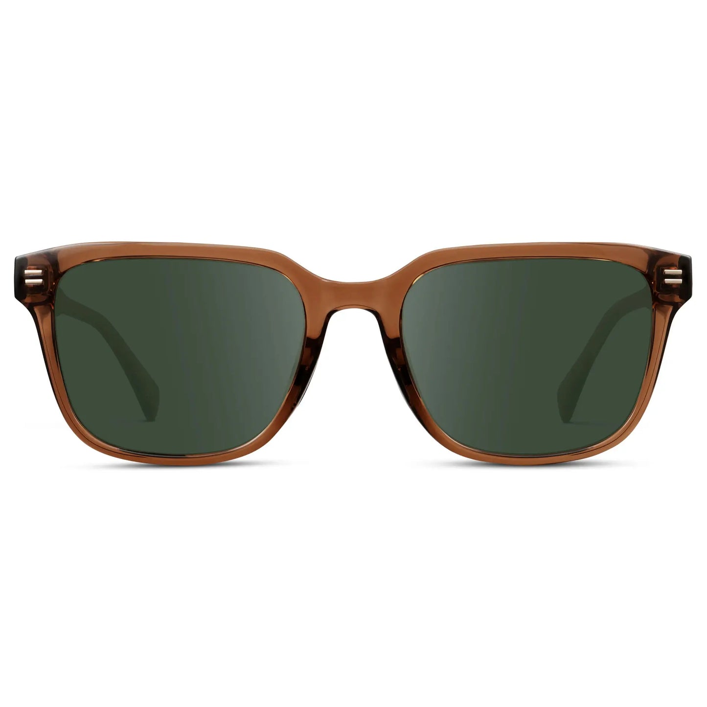 Canyon Brown / G15 || Men's Geometric Rectangular Prescription Sunglasses with Brown Acetate Frame and Green Lens