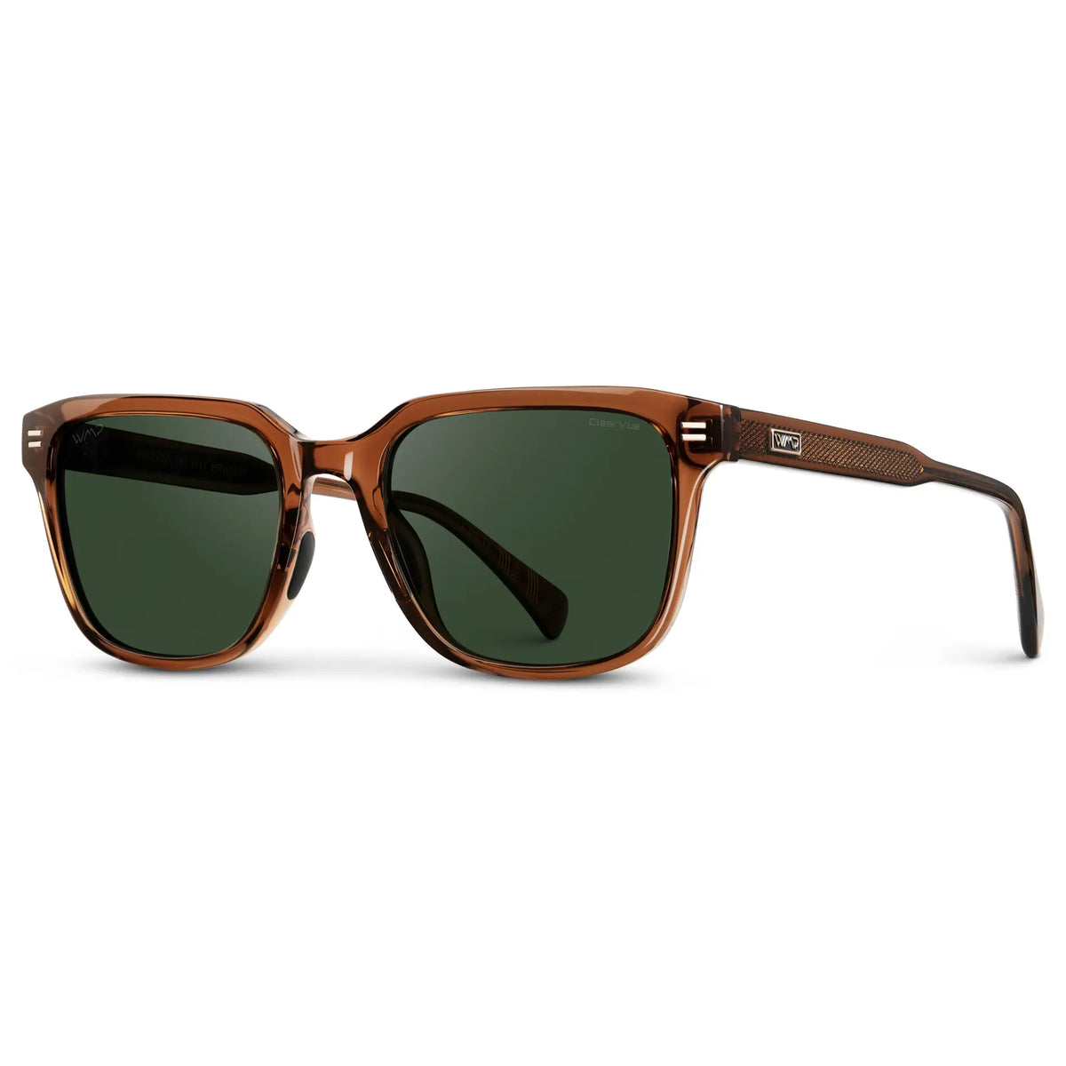 The Bunker Kit || Side view of Woods Sunglasses in Canyon Brown on a white background