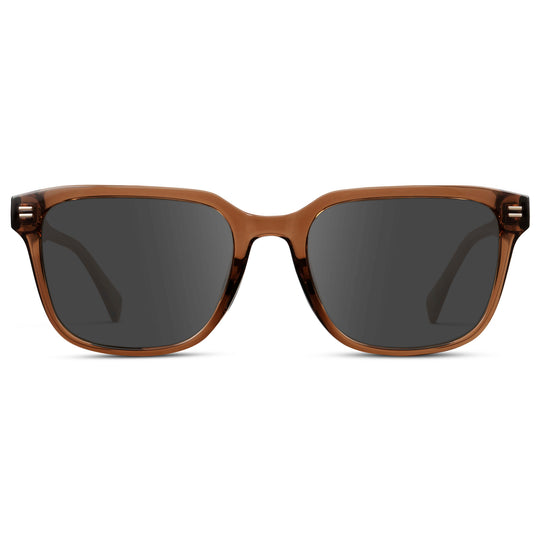 Canyon Brown / Grey || Men's Geometric Rectangular Prescription Sunglasses with Brown Acetate Frame and Grey Lens