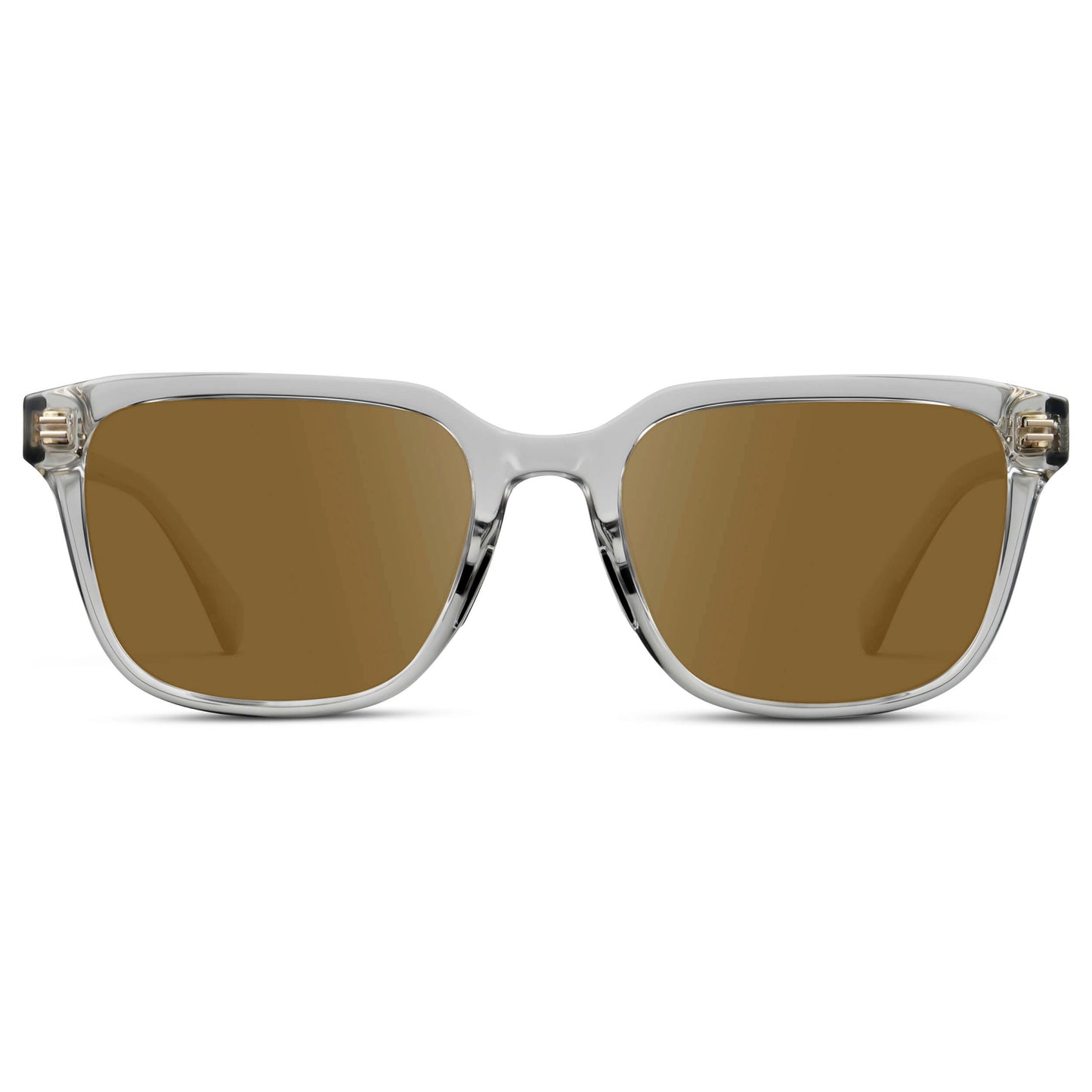 Crystal Ice Grey / Amber || Men's Geometric Rectangular Prescription Sunglasses with Crystal Ice Grey Clear Acetate Frame and Amber Lens