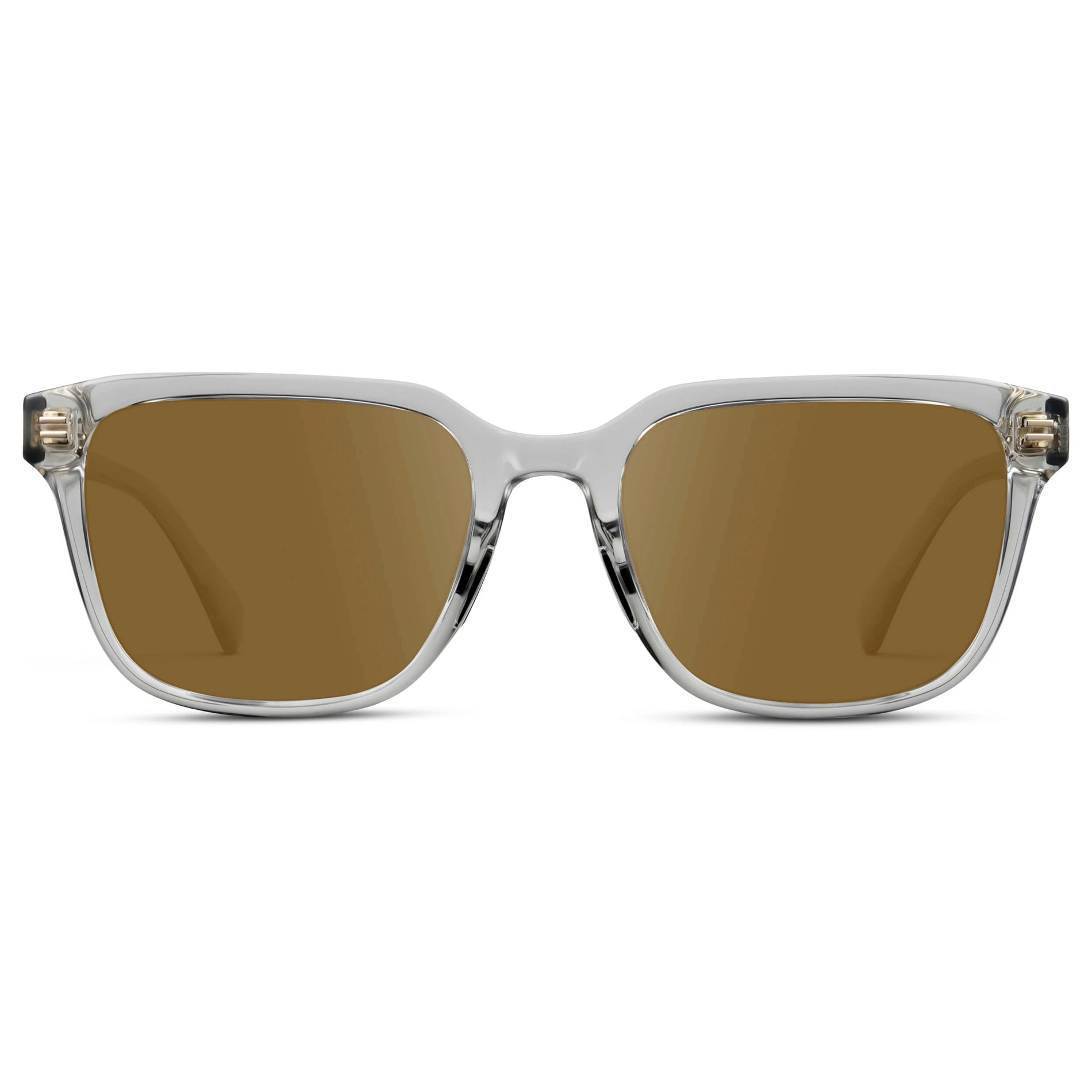 Crystal Ice Grey / Amber || Men's Geometric Rectangular Prescription Sunglasses with Crystal Ice Grey Clear Acetate Frame and Amber Lens