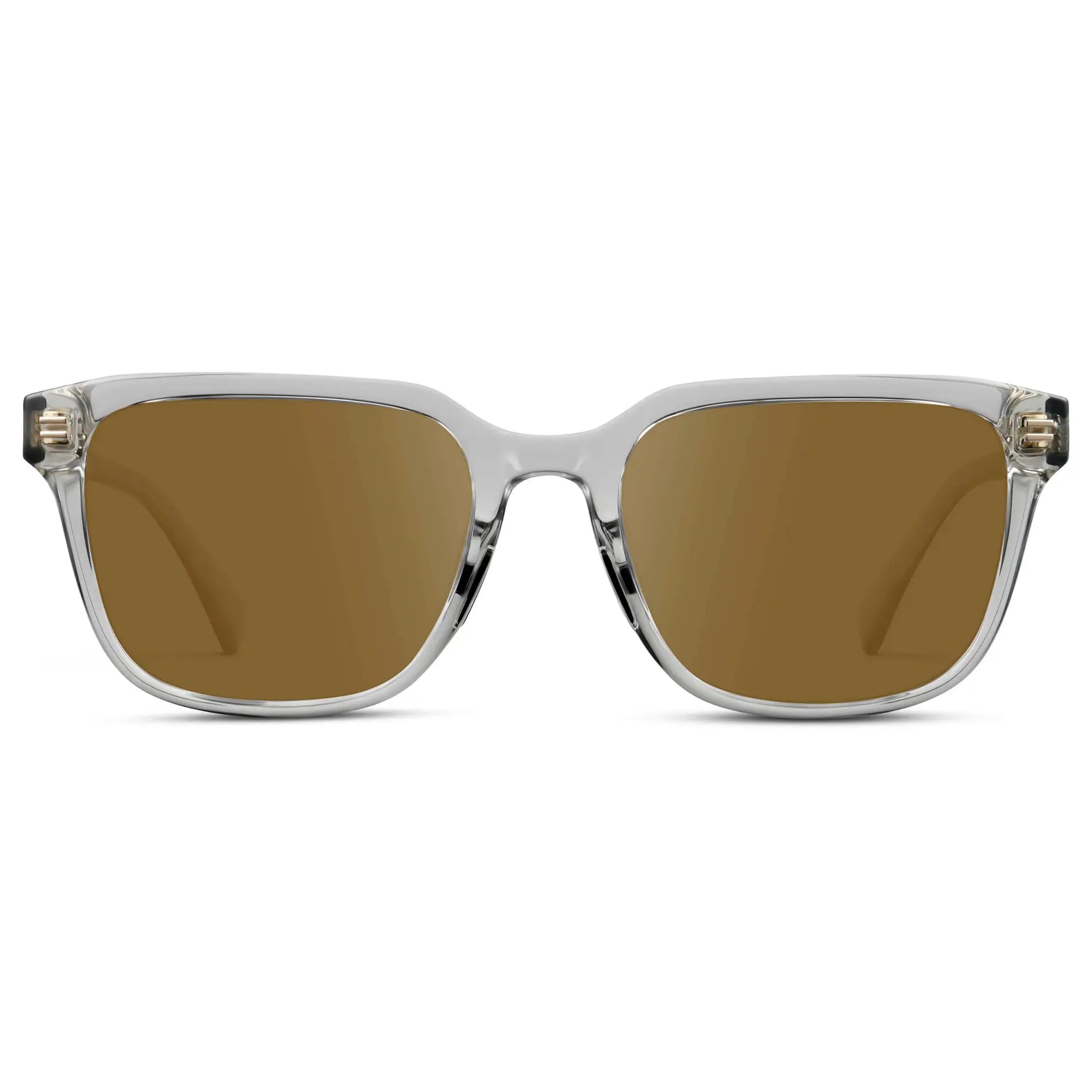 Crystal Ice Grey / Amber || Men's Geometric Rectangular Prescription Sunglasses with Crystal Ice Grey Clear Acetate Frame and Amber Lens
