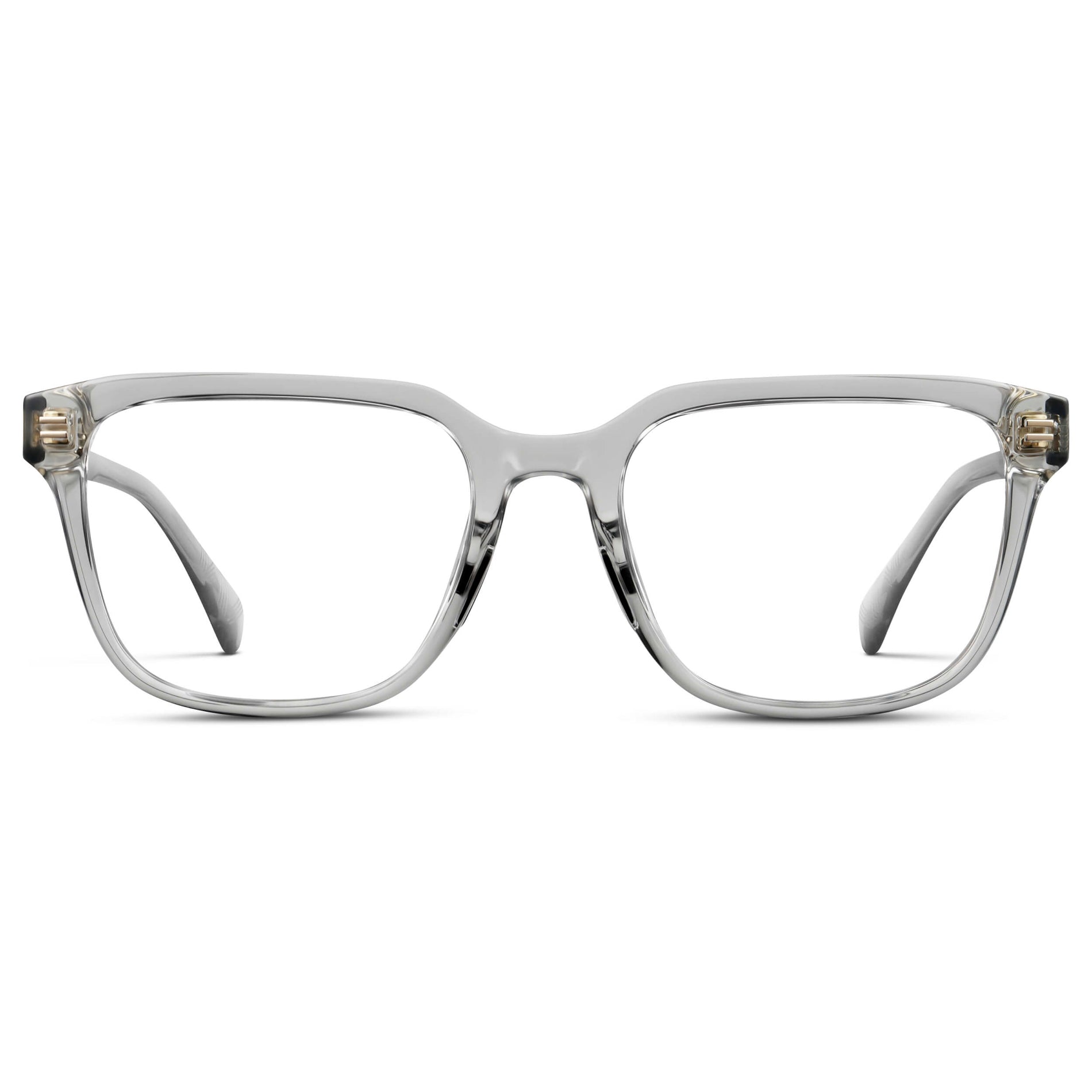 Crystal Ice Grey || Men's Geometric Rectangular Eyeglasses with Crystal Ice Grey Clear Acetate Frame and Clear Prescription Lens