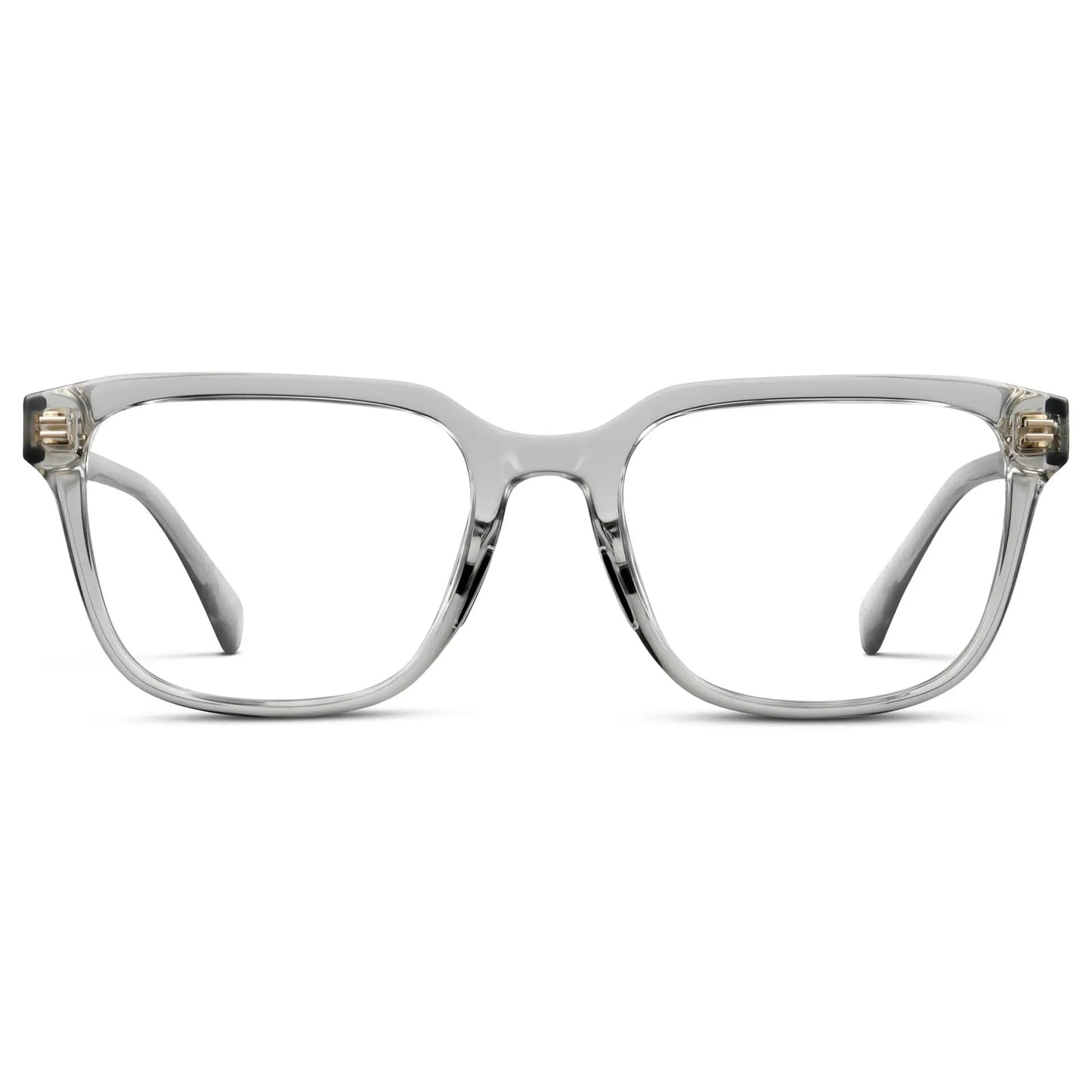 Crystal Ice Grey || Men's Geometric Rectangular Eyeglasses with Crystal Ice Grey Clear Acetate Frame and Clear Prescription Lens on a white background